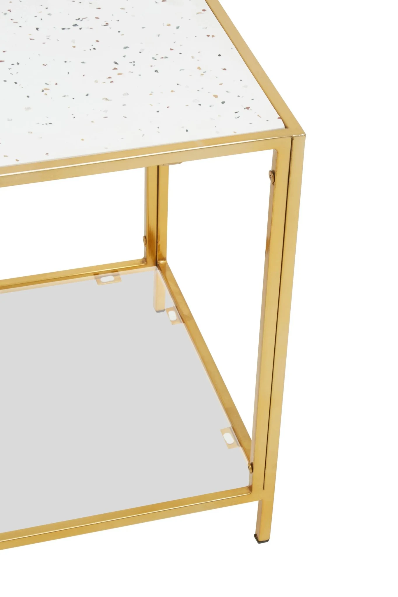 Novi White Terrazzo Effect and Gold Frame Side Table - Tables, photo 6 of 8