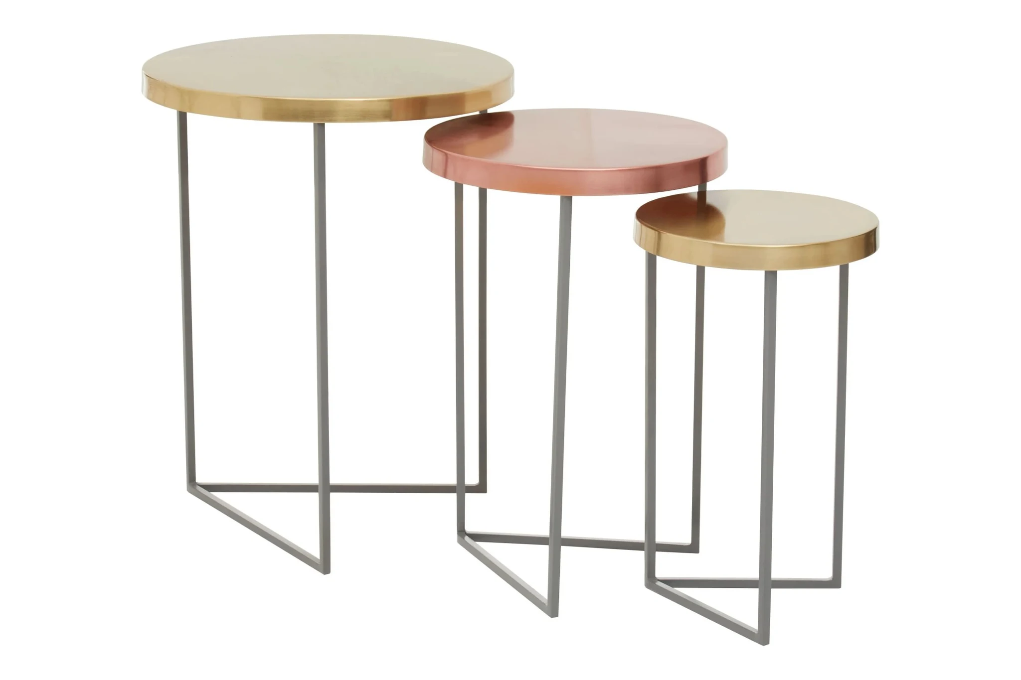 Kobra Gold and Copper Finish Set Of Three Nesting Tables - Tables, photo 3 of 8