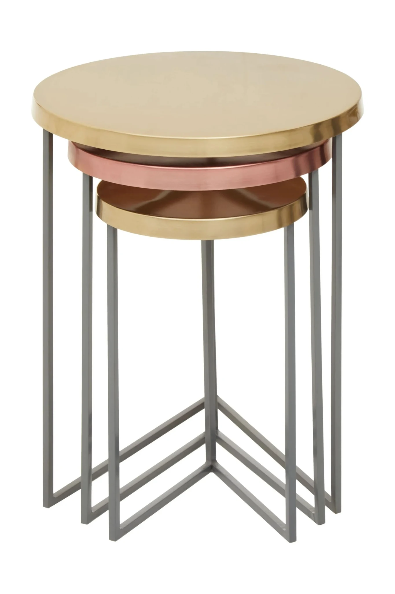 Kobra Gold and Copper Finish Set Of Three Nesting Tables - Tables, photo 2 of 8
