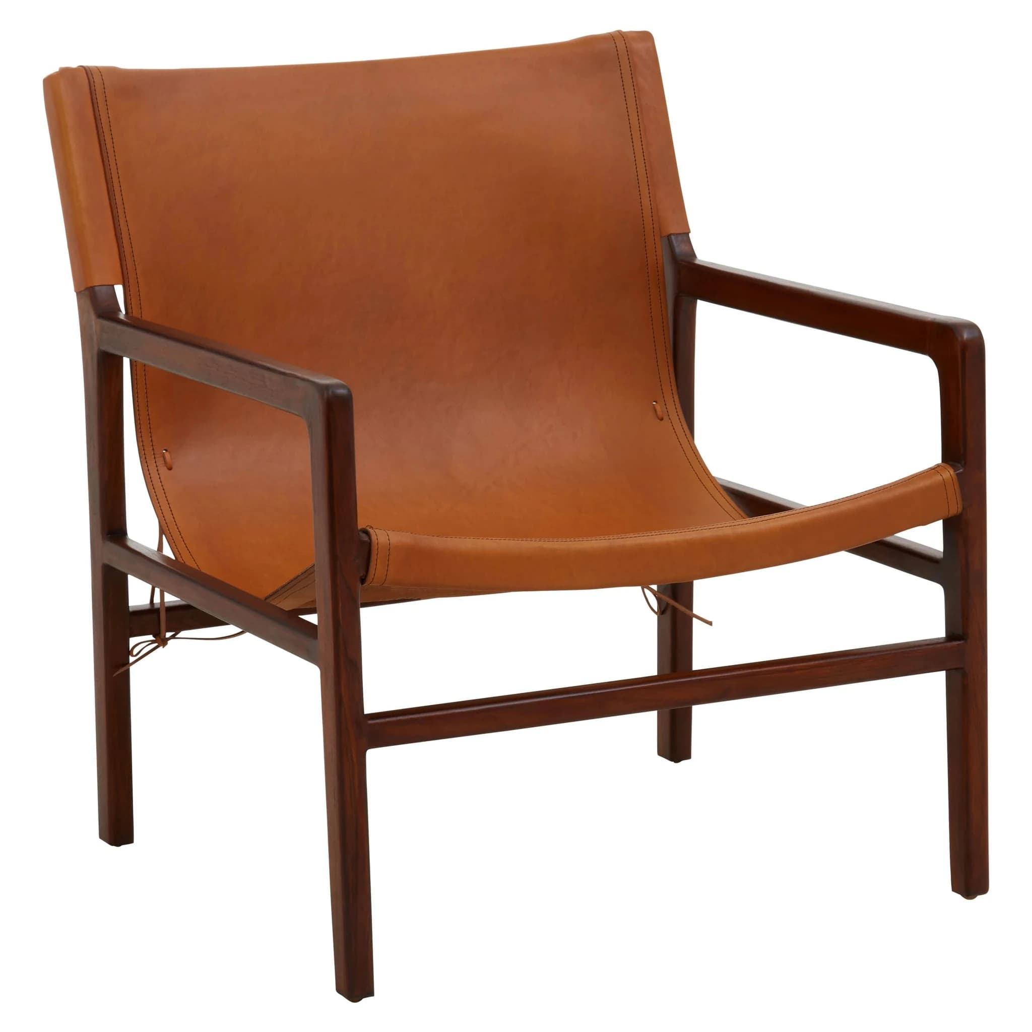 Inca Antique Brown Leather Sling Chair - Seating, photo 8 of 8