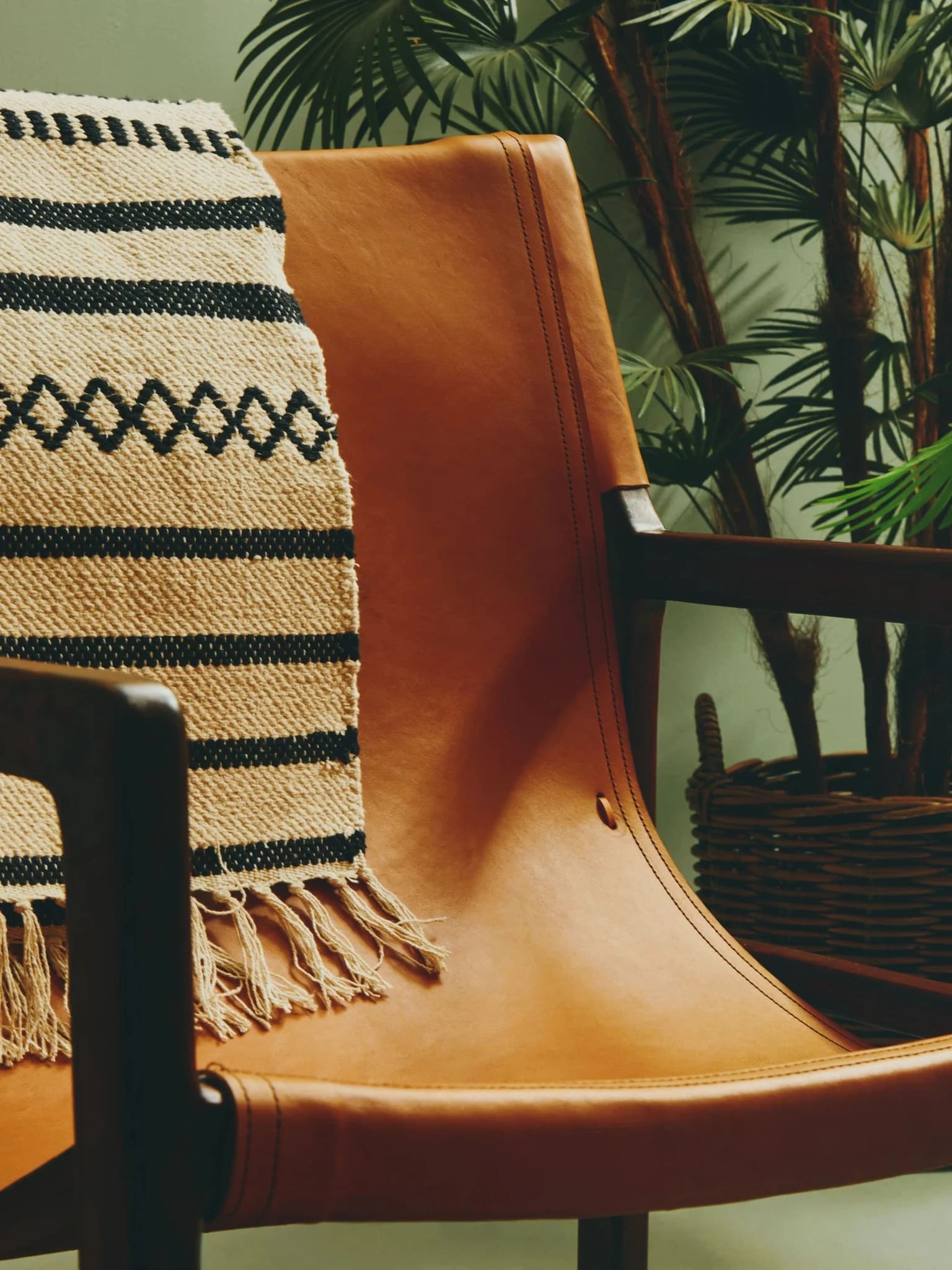 Inca Antique Brown Leather Sling Chair - Seating, photo 3 of 8