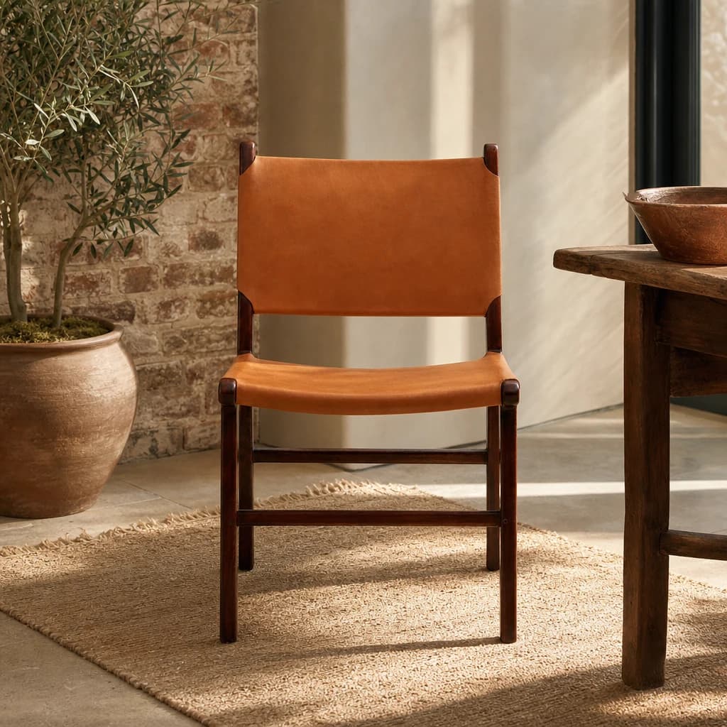 Inca Antique Brown Leather Chair - Seating, photo 1 of 8