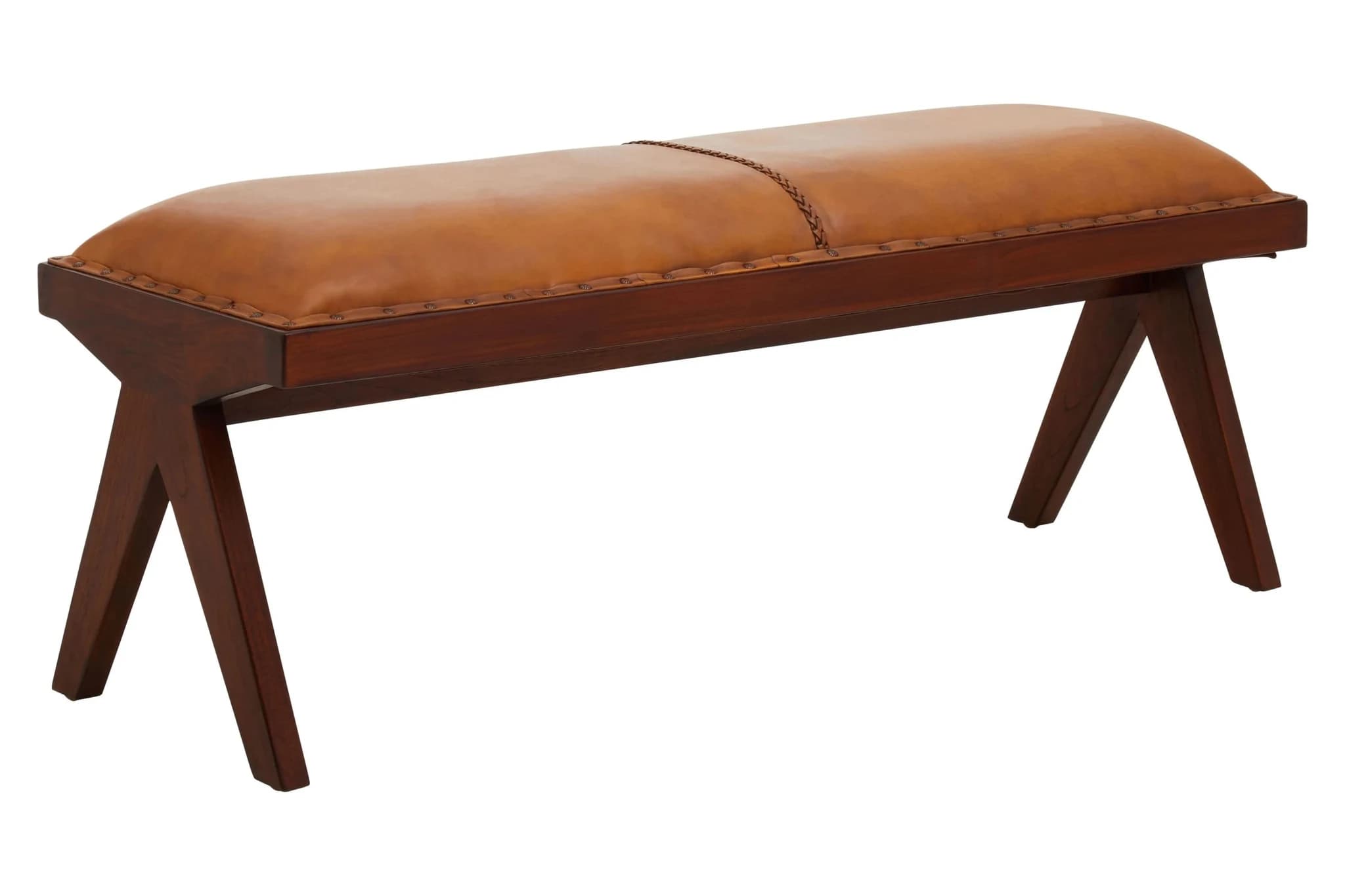 Inca Tan Leather Bench - Seating, photo 6 of 8