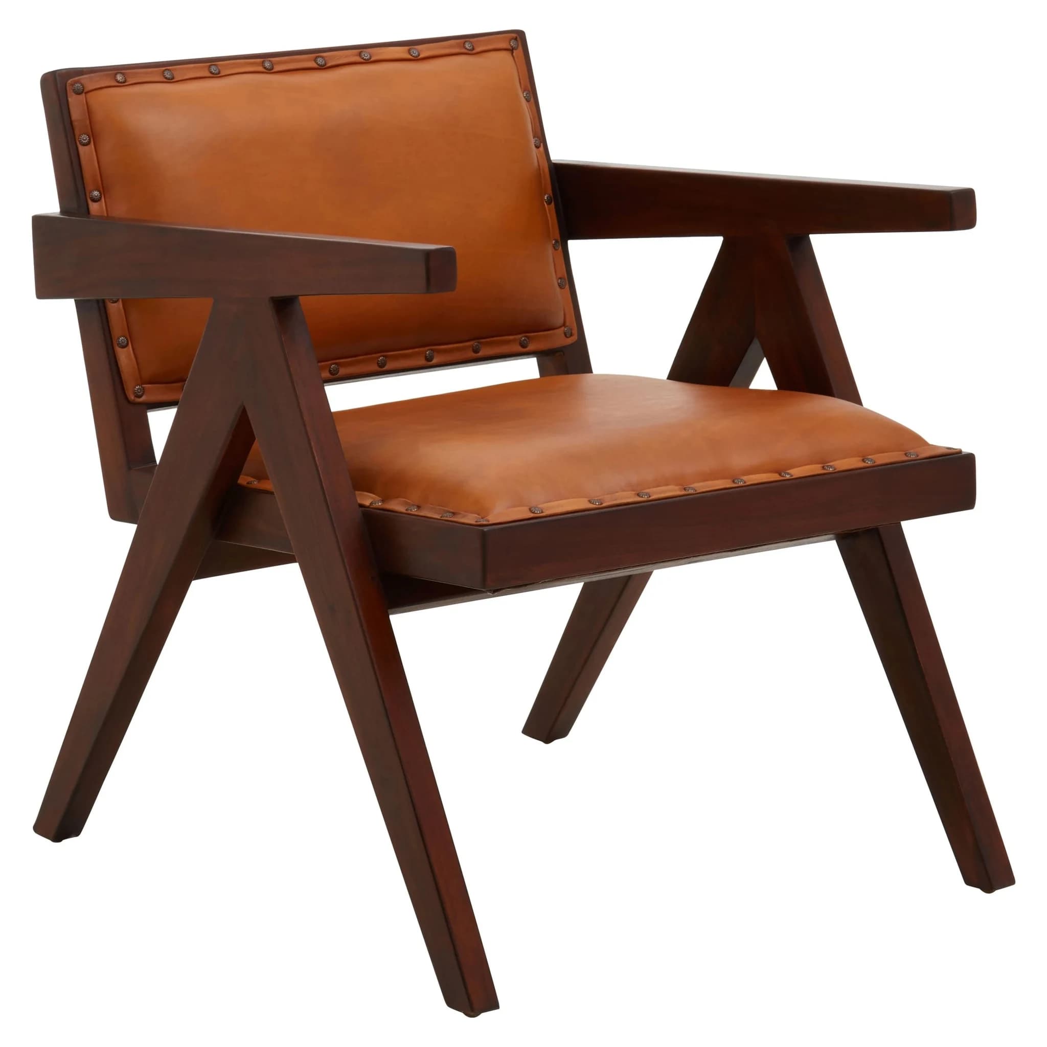 Inca Tan Leather and Teak Frame Dining Chair - Seating, photo 7 of 8