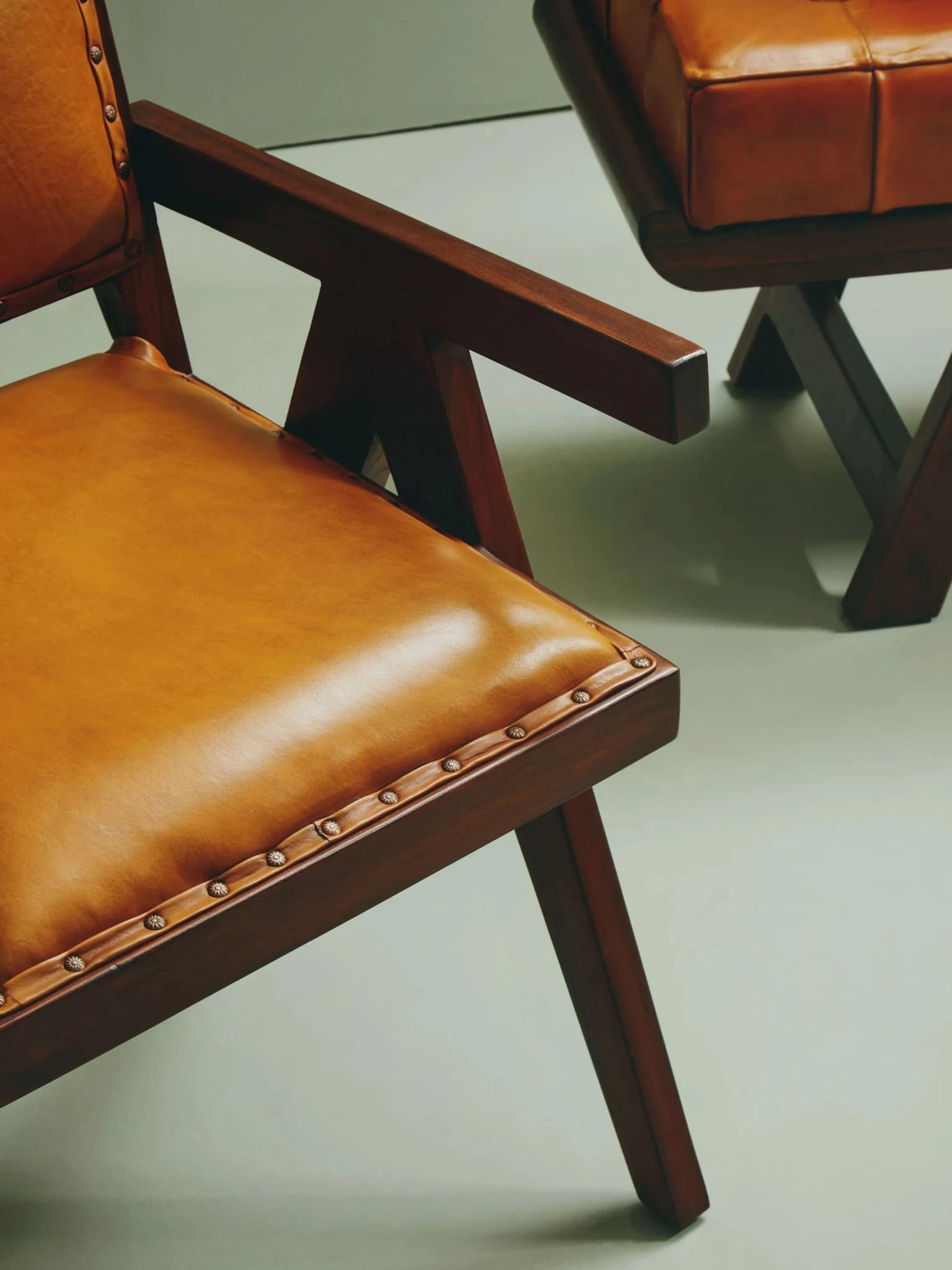 Inca Tan Leather and Teak Frame Dining Chair - Seating, photo 4 of 8
