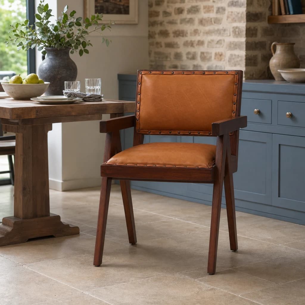 Inca Tan Leather Dining Chair - Seating, photo 1 of 8