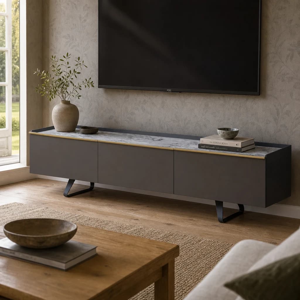 Spezia Grey Marble Top Media Unit - Bookcases & shelving, photo 1 of 2