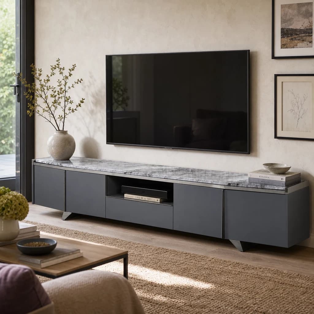 Saronno Grey Marble Top Media Unit - Bookcases & shelving, photo 1 of 2