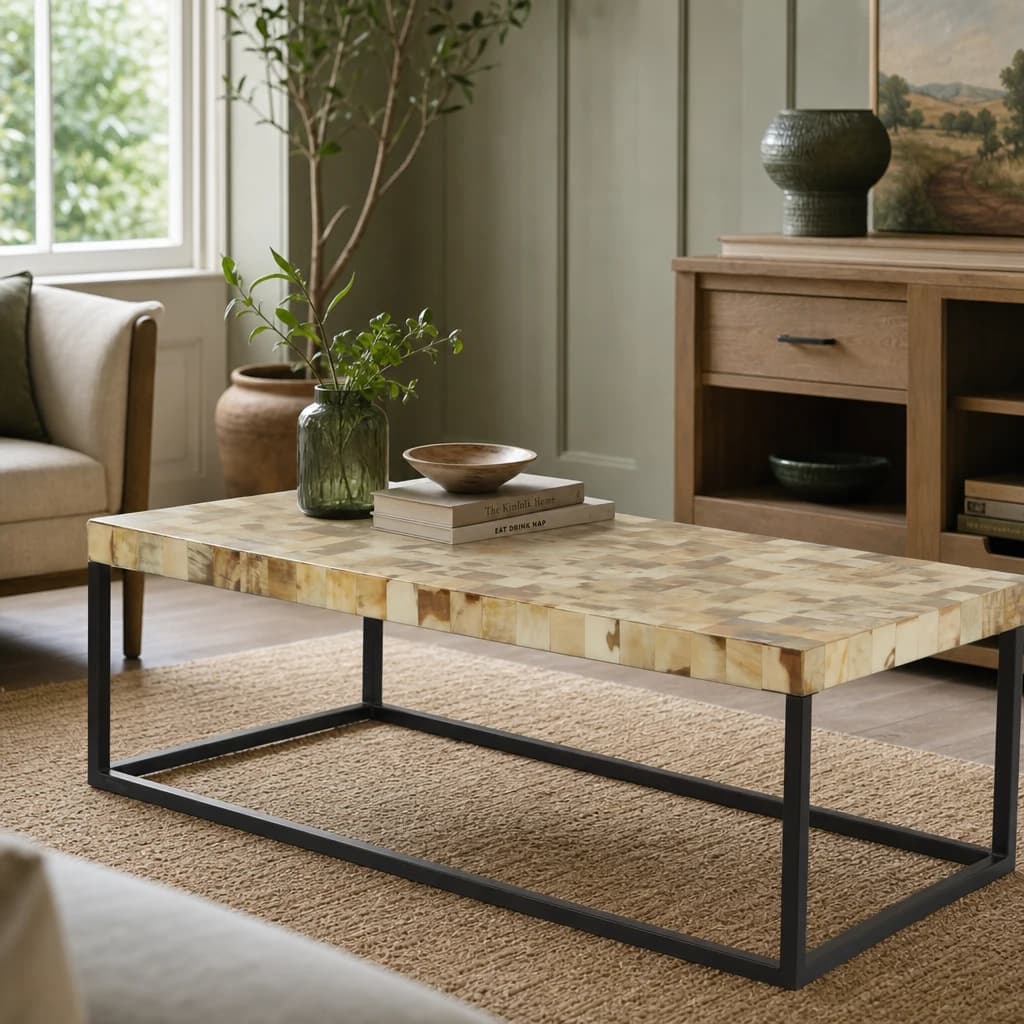 Obra Cream Mother of Pearl Rectangle Coffee Table - Tables, photo 1 of 6