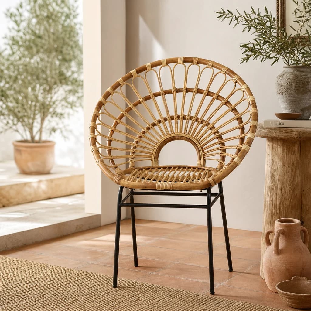 Java Natural Rattan Round Back Accent Chair - Seating, photo 1 of 8