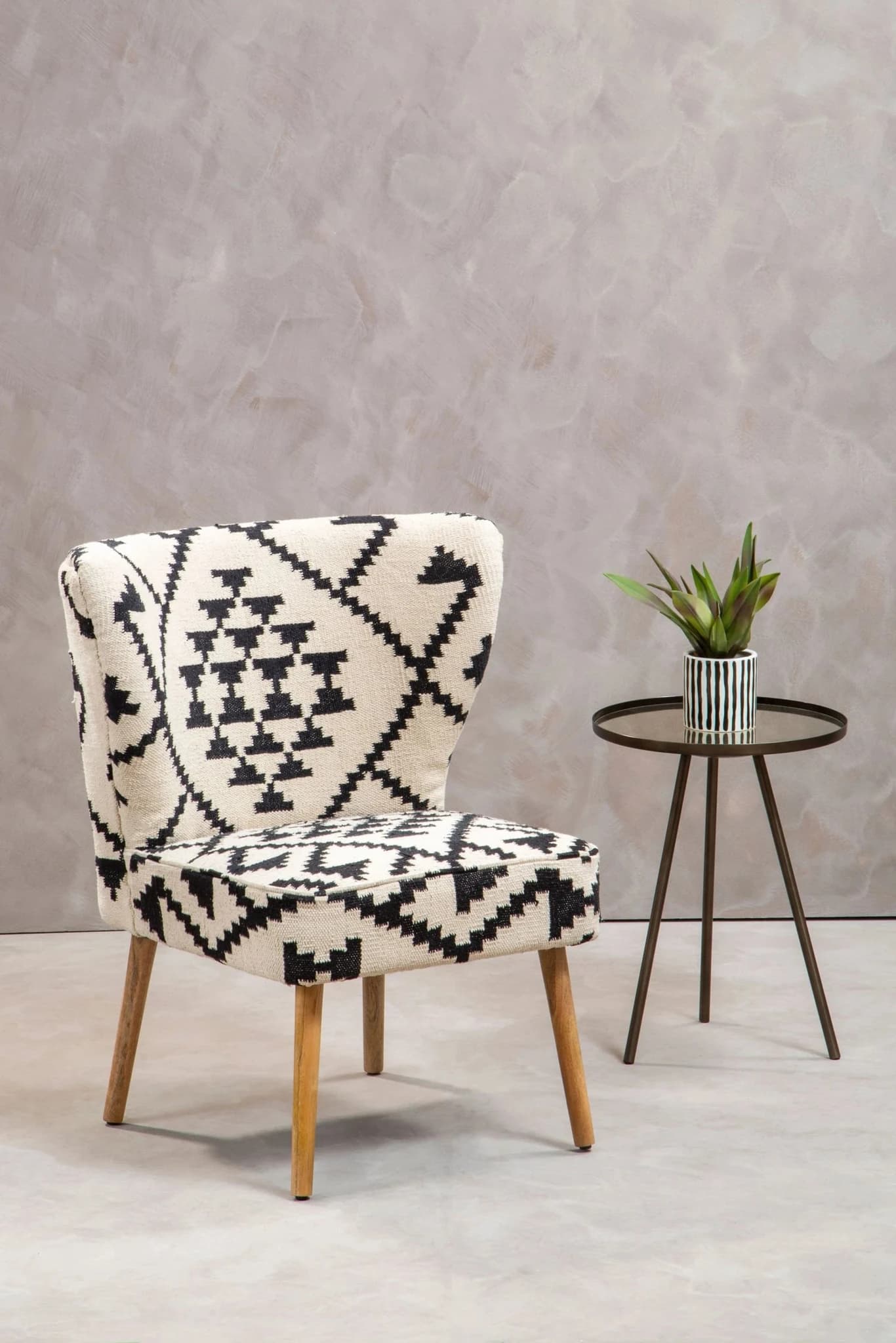 Cefena White and Black Berber Style Mango Wood Chair - Seating, photo 6 of 8