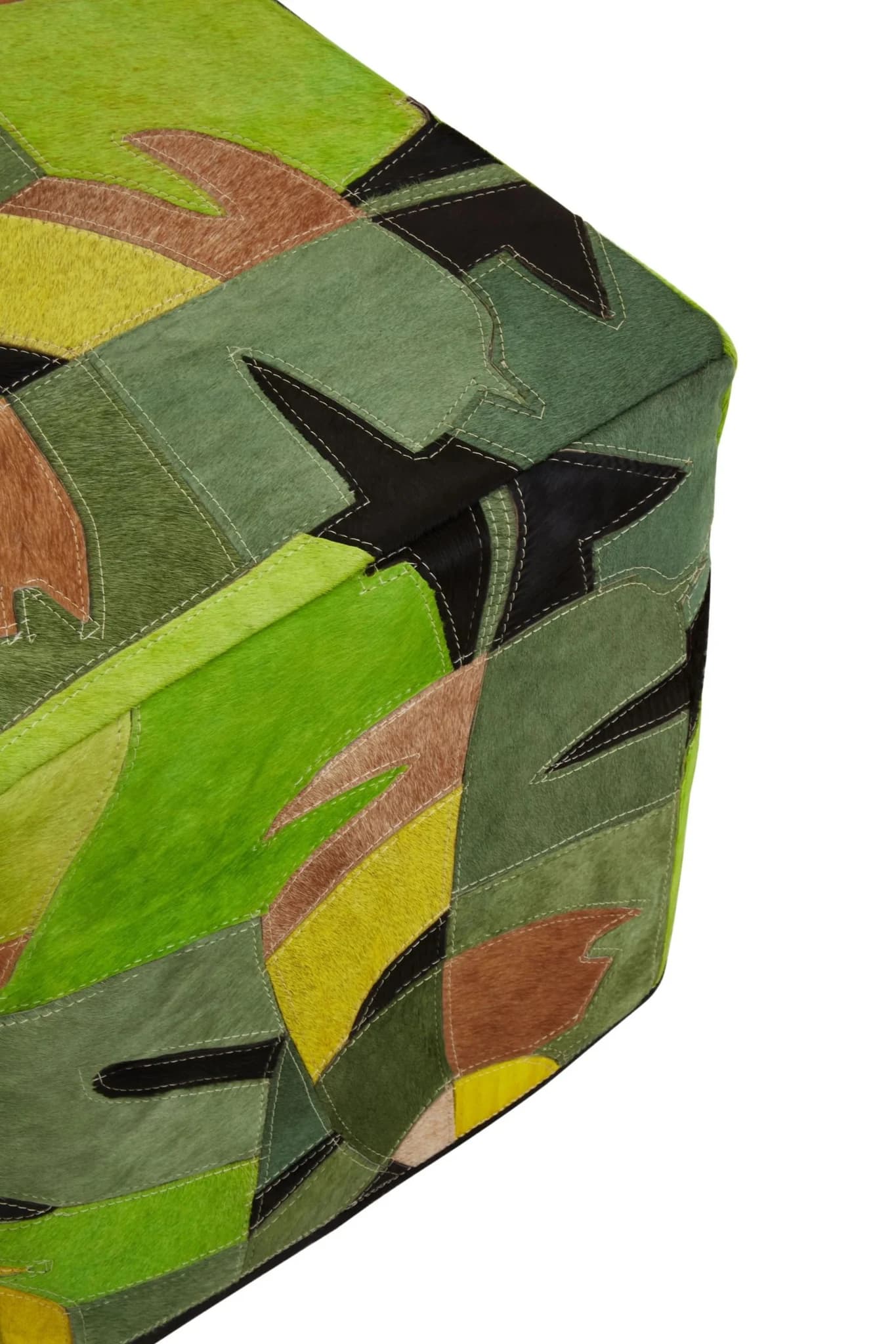 Safira Botanical Leather Pouffe - Decorative, photo 7 of 7