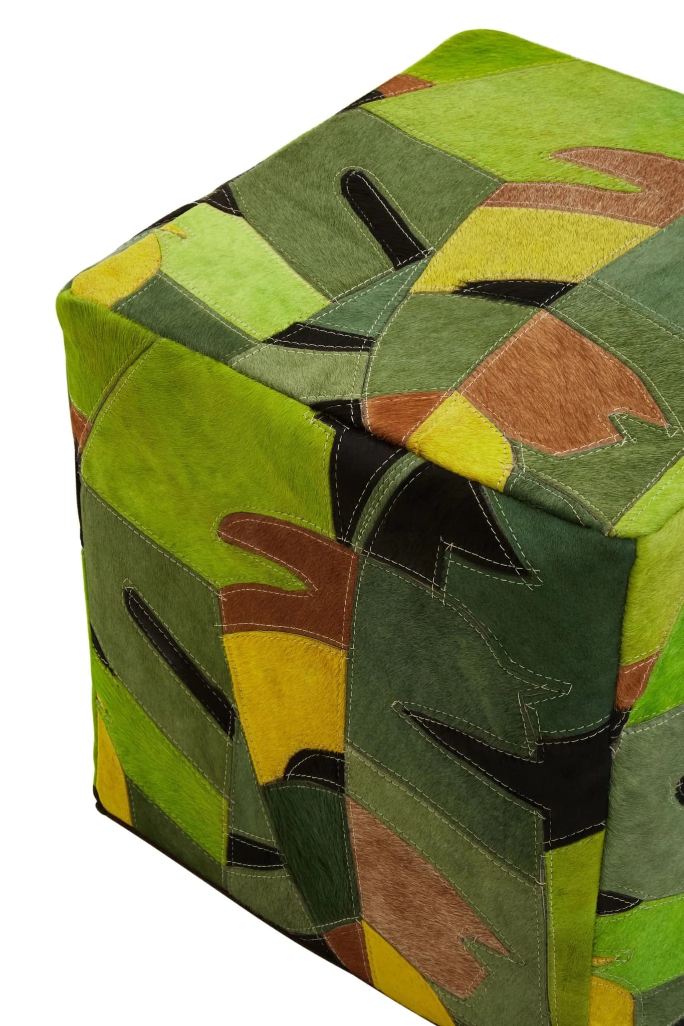 Safira Botanical Leather Pouffe - Decorative, photo 6 of 7