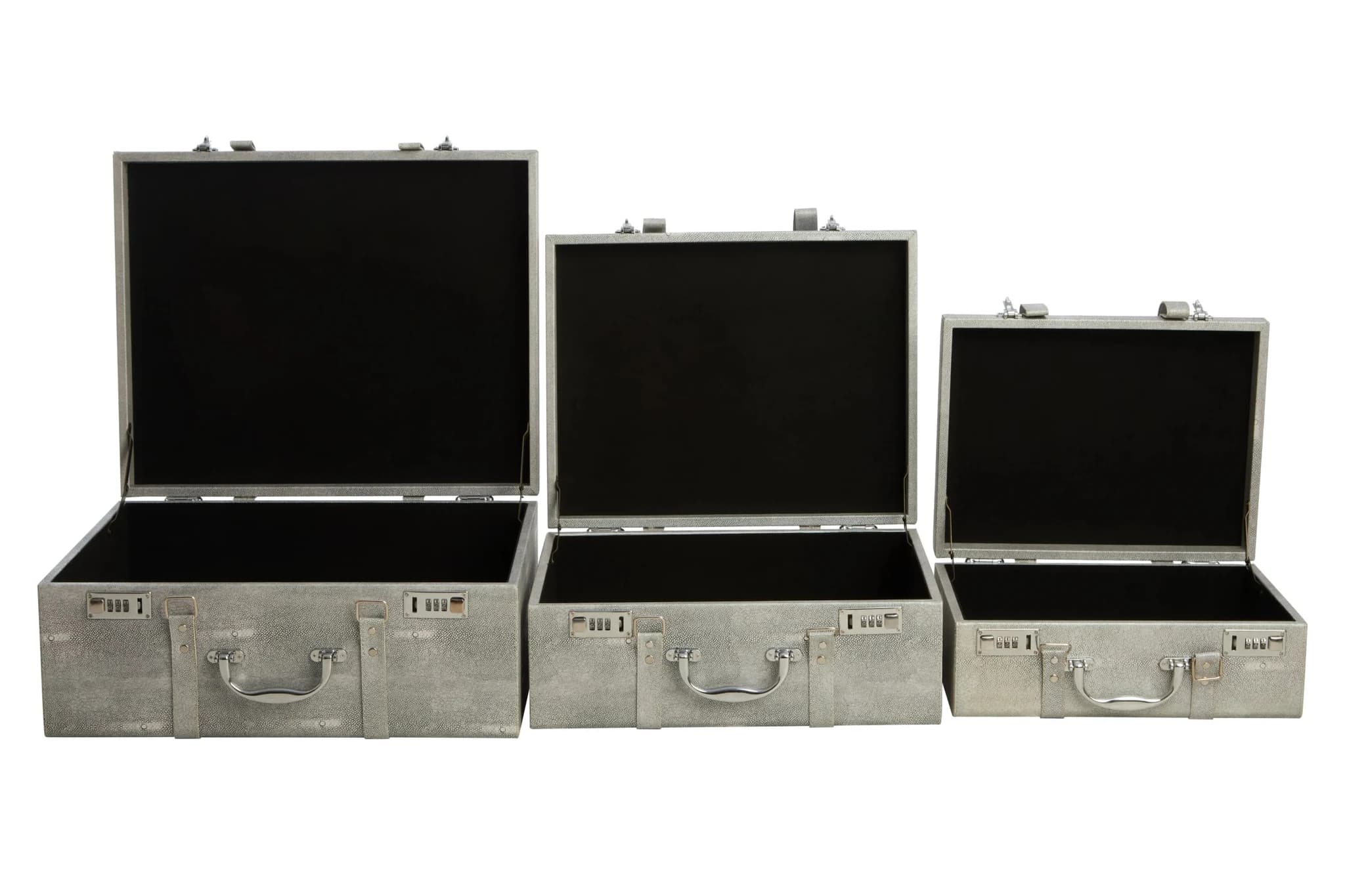 Cardona Set Of Three Grey Shagreen Effect Storage Trunks - Bookcases & shelving, photo 2 of 8