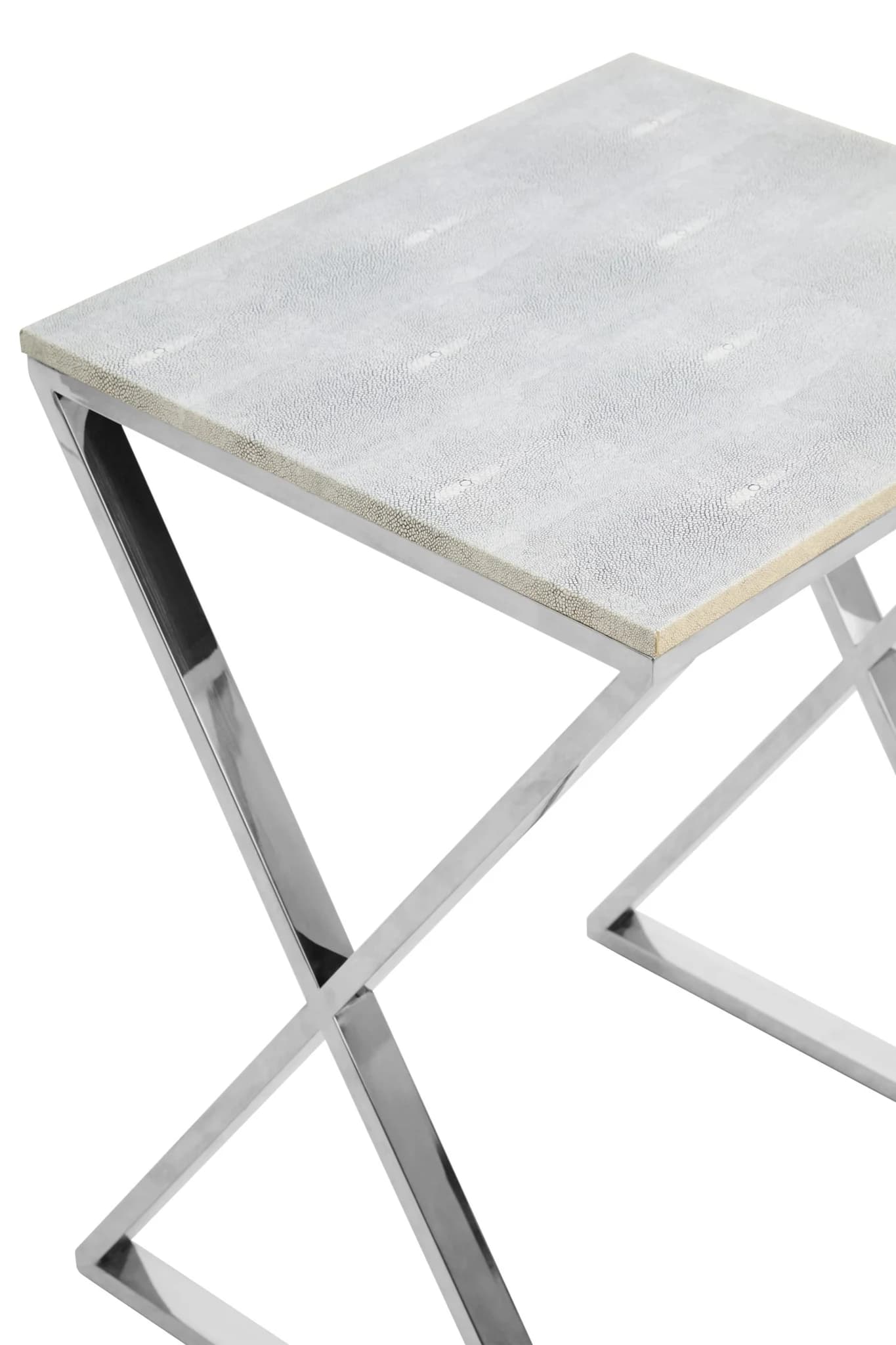 Cardona Grey Shagreen Effect Nest of Three Tables - Tables, photo 7 of 8