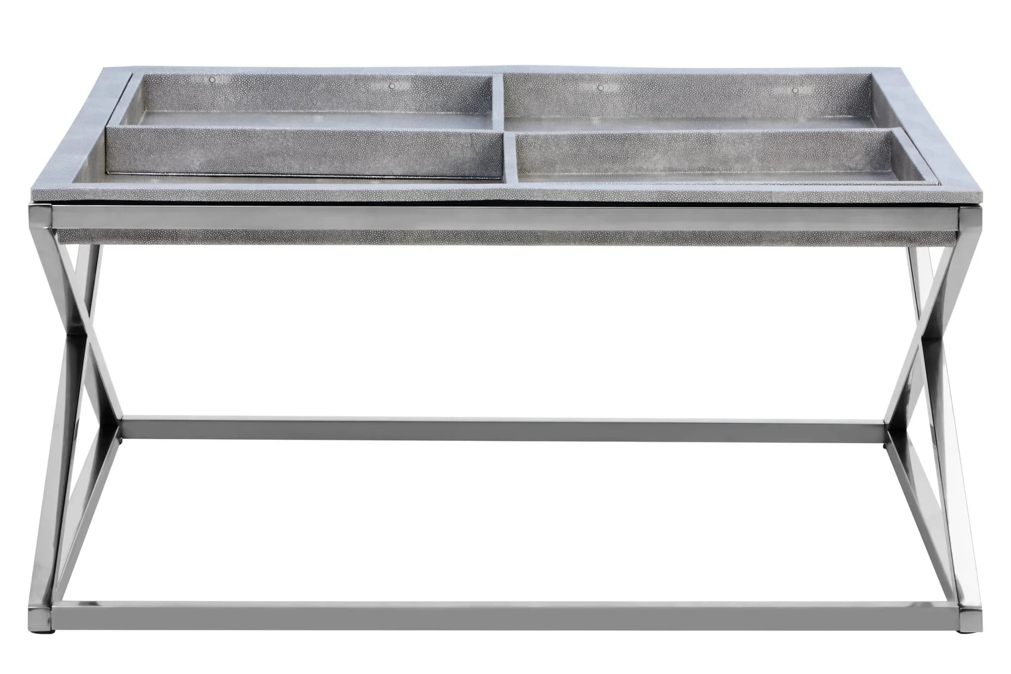 Cardona Grey Shagreen Effect Tray Coffee Table - Tables, photo 2 of 8