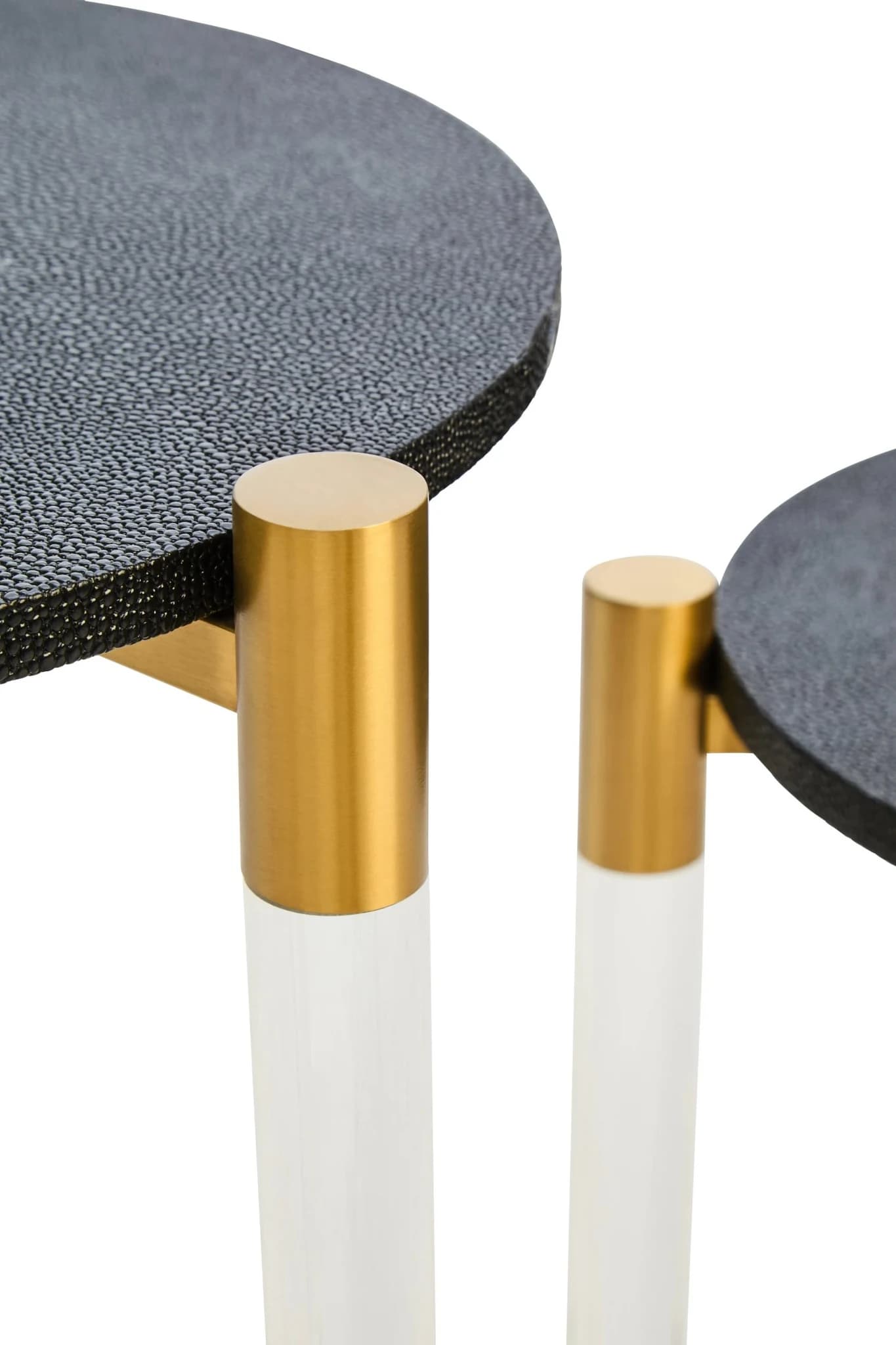 Cardona Black Shagreen Effect Set of 2 Side Tables - Tables, photo 4 of 7