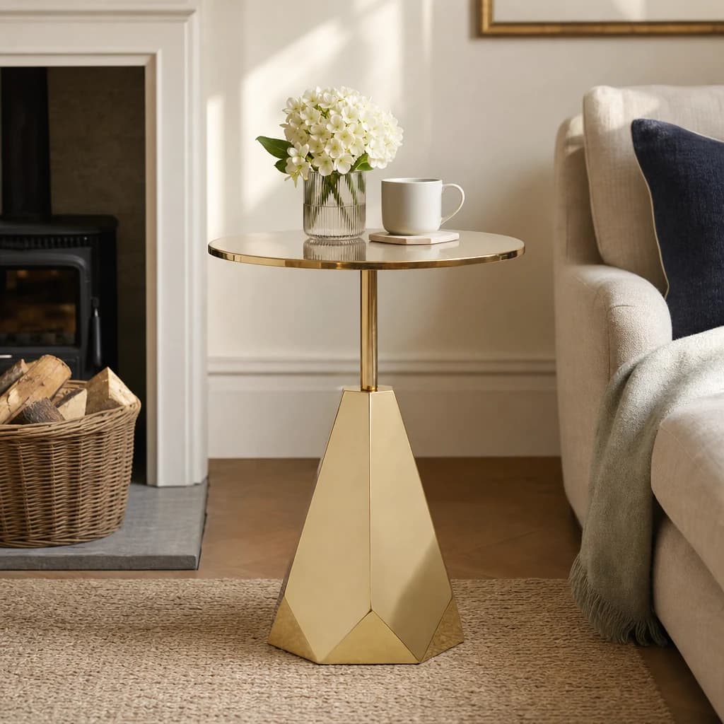Amira Shiny Gold Side Table - Tables, photo 1 of 5