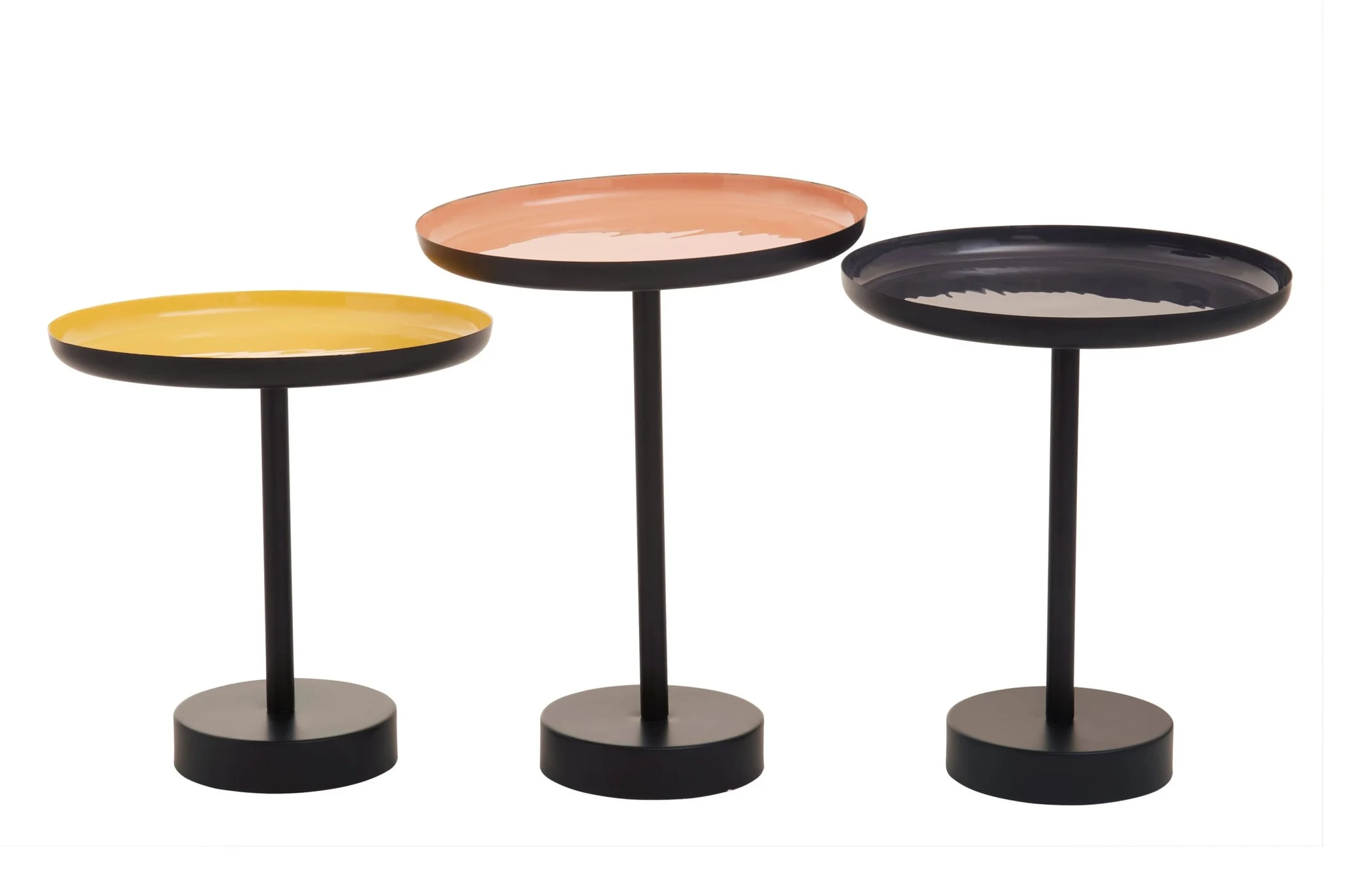 Amira Set Of Three Gold And Black Tray Side Tables - Tables, photo 2 of 6