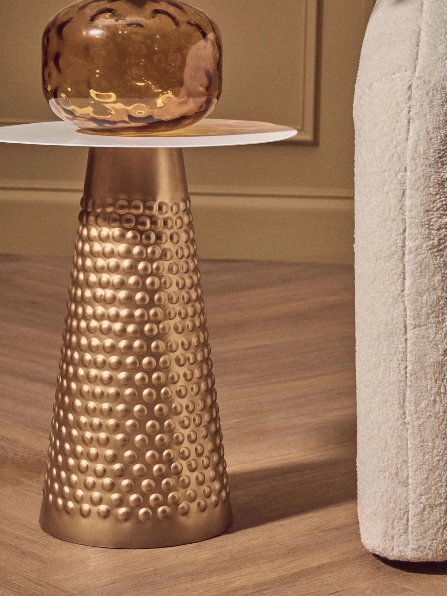 Amira White Top Gold Base Side Table - Tables, photo 5 of 8