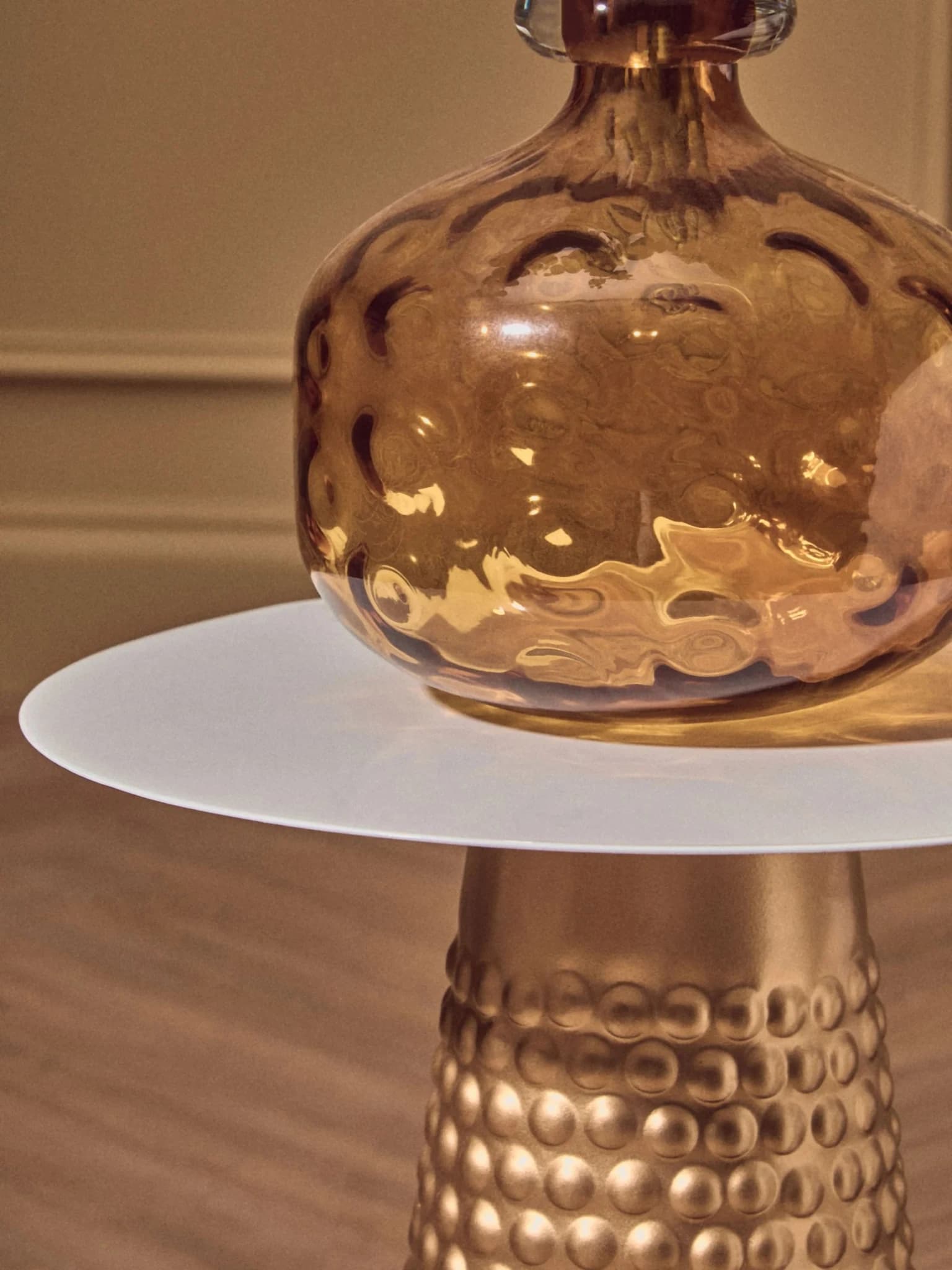 Amira White Top Gold Base Side Table - Tables, photo 3 of 8