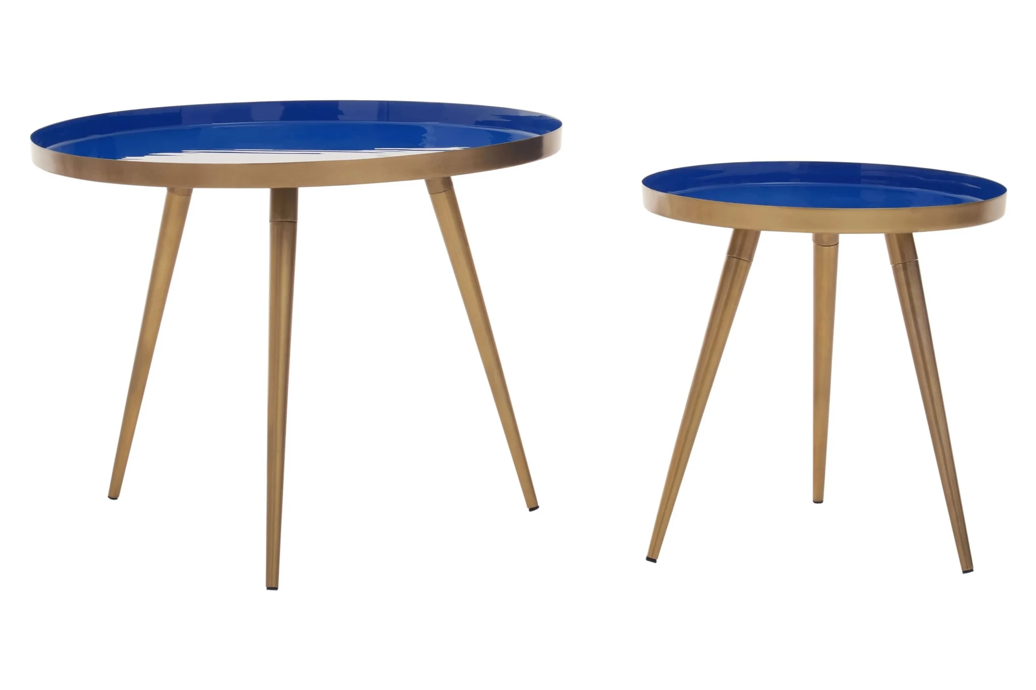 Amira Blue Enamel Set of 2 Side Tables - Tables, photo 2 of 7