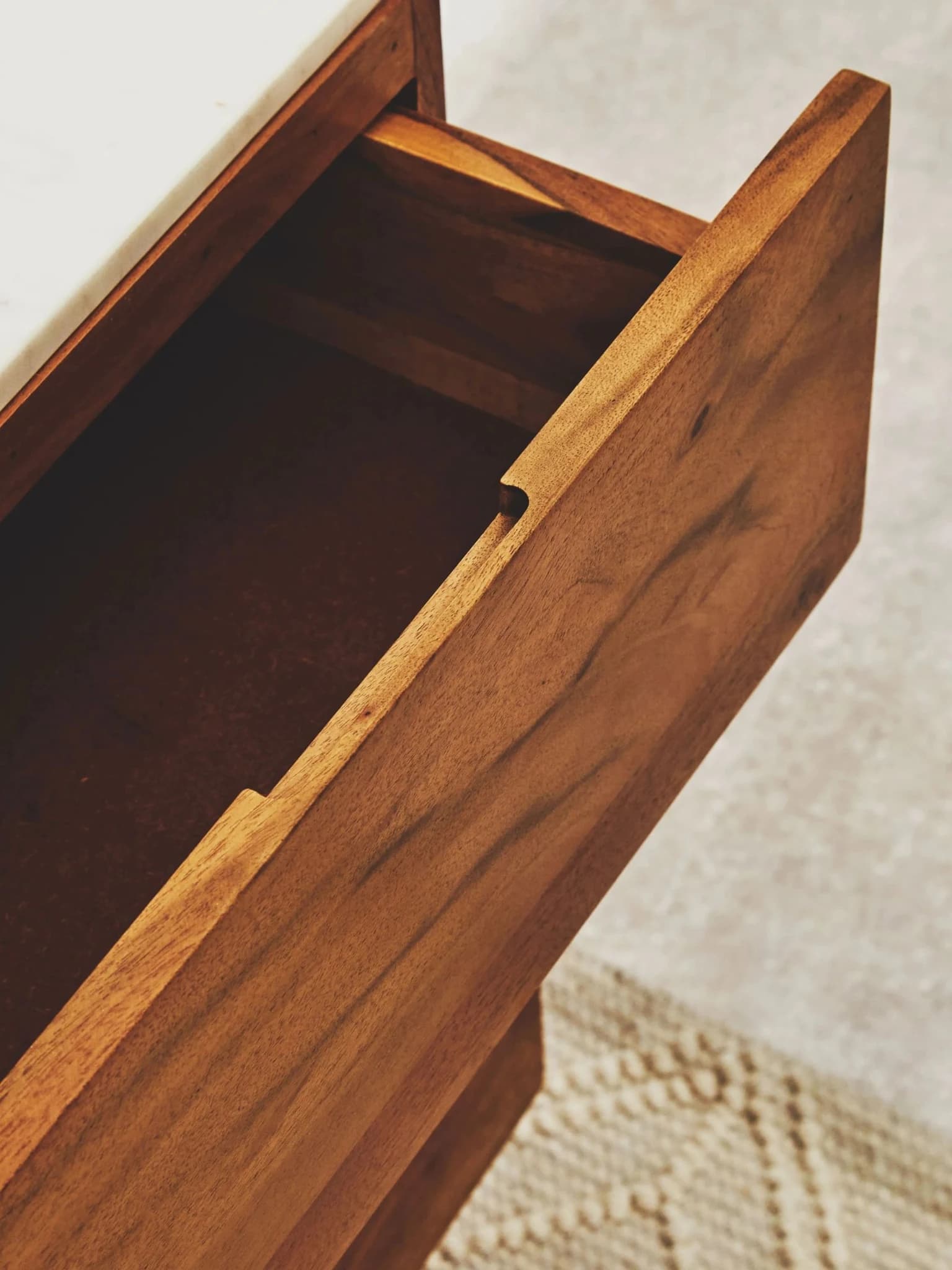 Myan Acacia Wood and White Marble Sideboard - Bookcases & shelving, photo 3 of 8