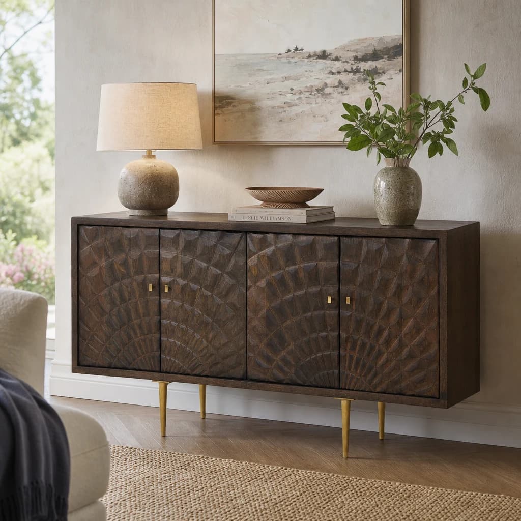 Sipari 4 Door Mango Wood Sideboard - Bookcases & shelving, photo 1 of 8
