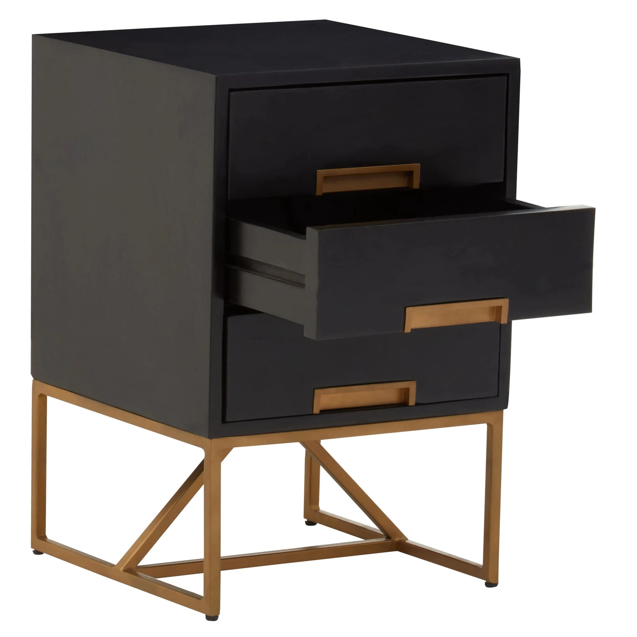 Kochi Black Mango Wood Side Table with 3 Drawers - Tables, photo 4 of 8