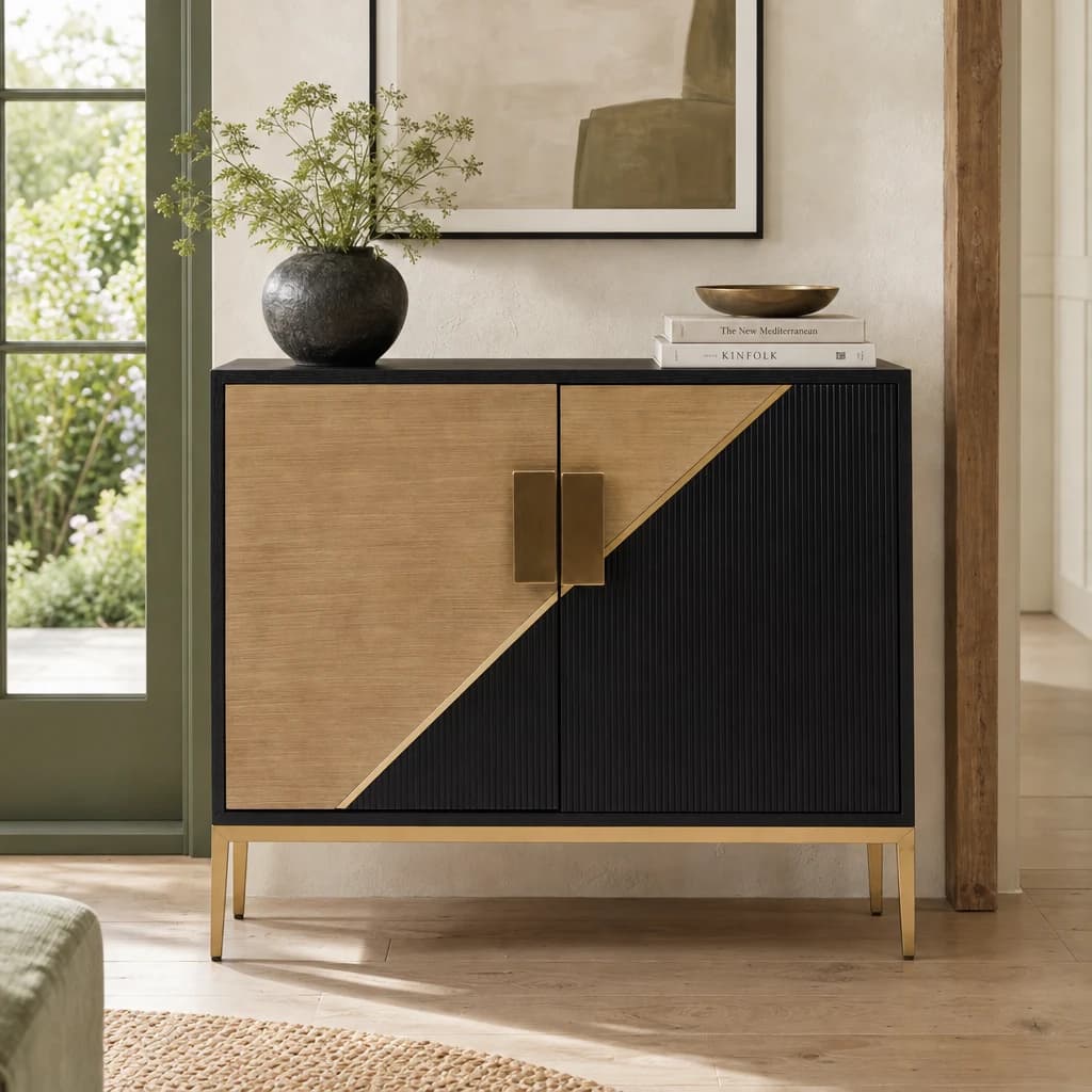 Davoli Black and Gold Two Door Sideboard - Bookcases & shelving, photo 1 of 8