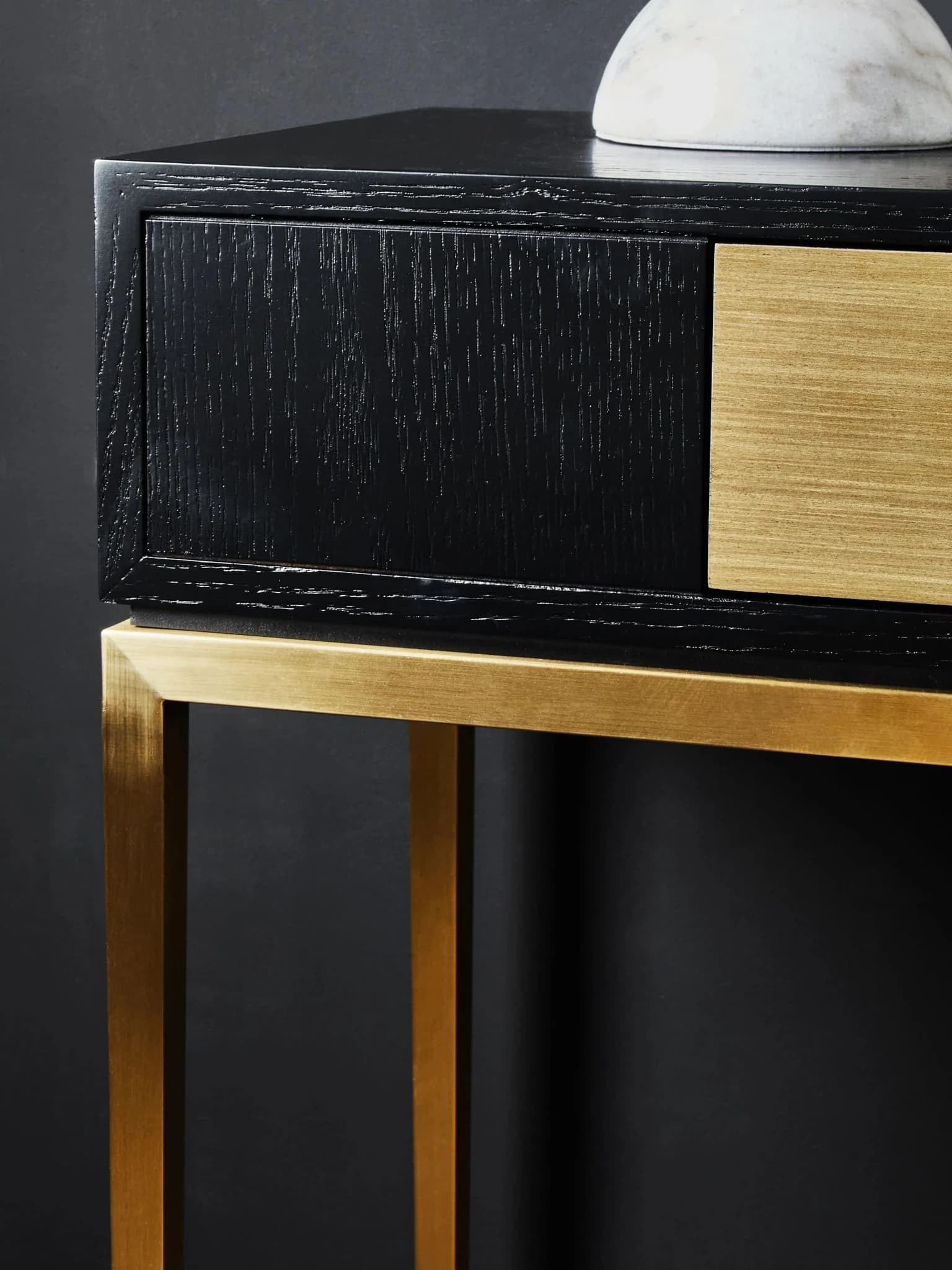 Davoli Black and Gold Console Table with 1 Drawer - Tables, photo 5 of 8