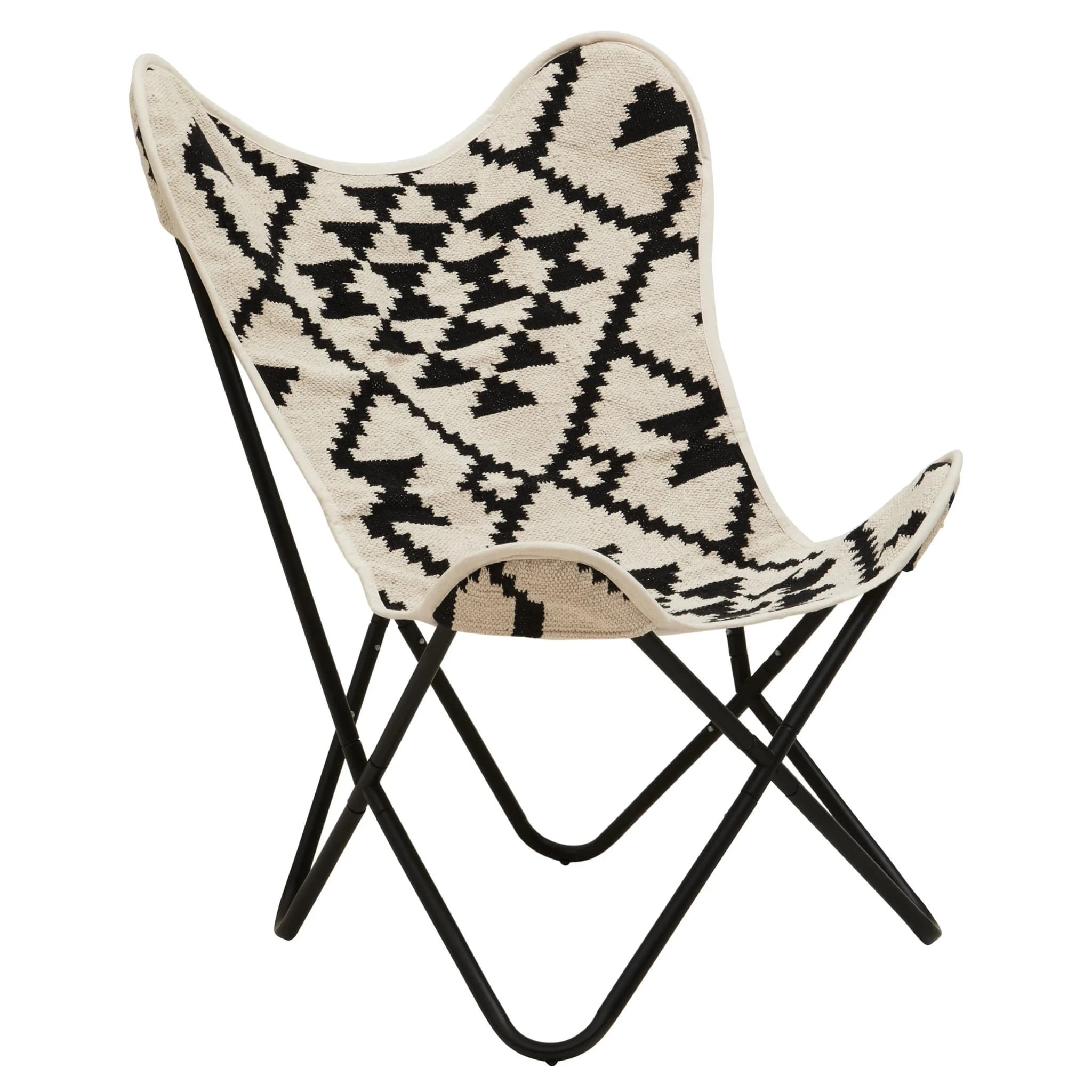 Cefena Black and White Kilim Pattern Butterfly Chair - Seating, photo 4 of 8
