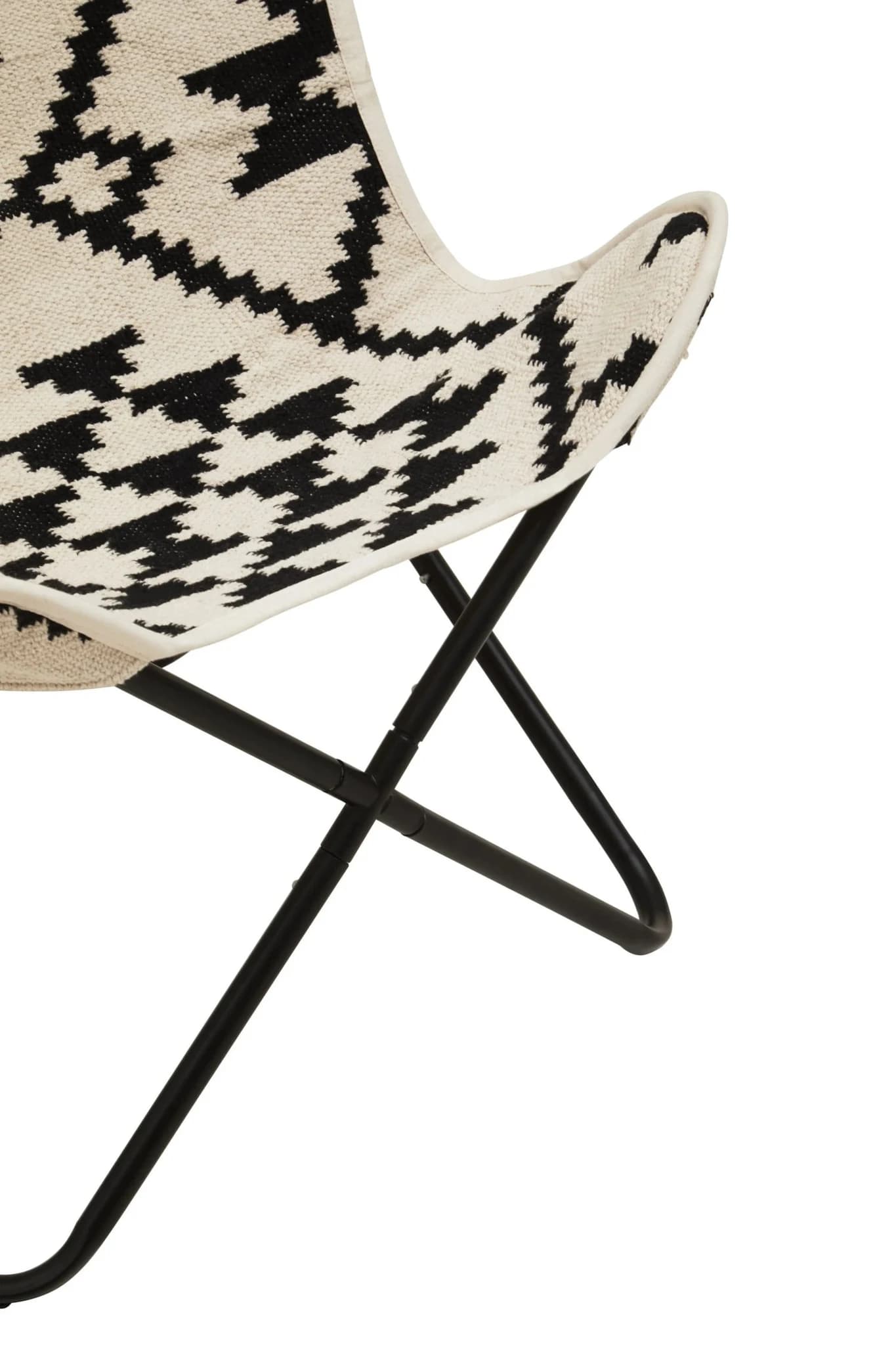 Cefena Black and White Kilim Pattern Butterfly Chair - Seating, photo 5 of 8
