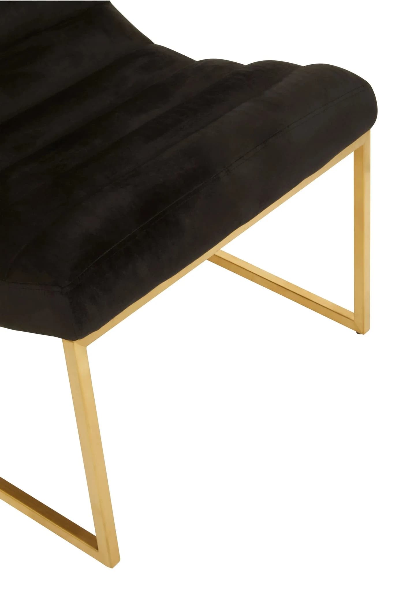 Vogue Black Velvet and Gold Curving Profile Lounge Chair - Seating, photo 7 of 8