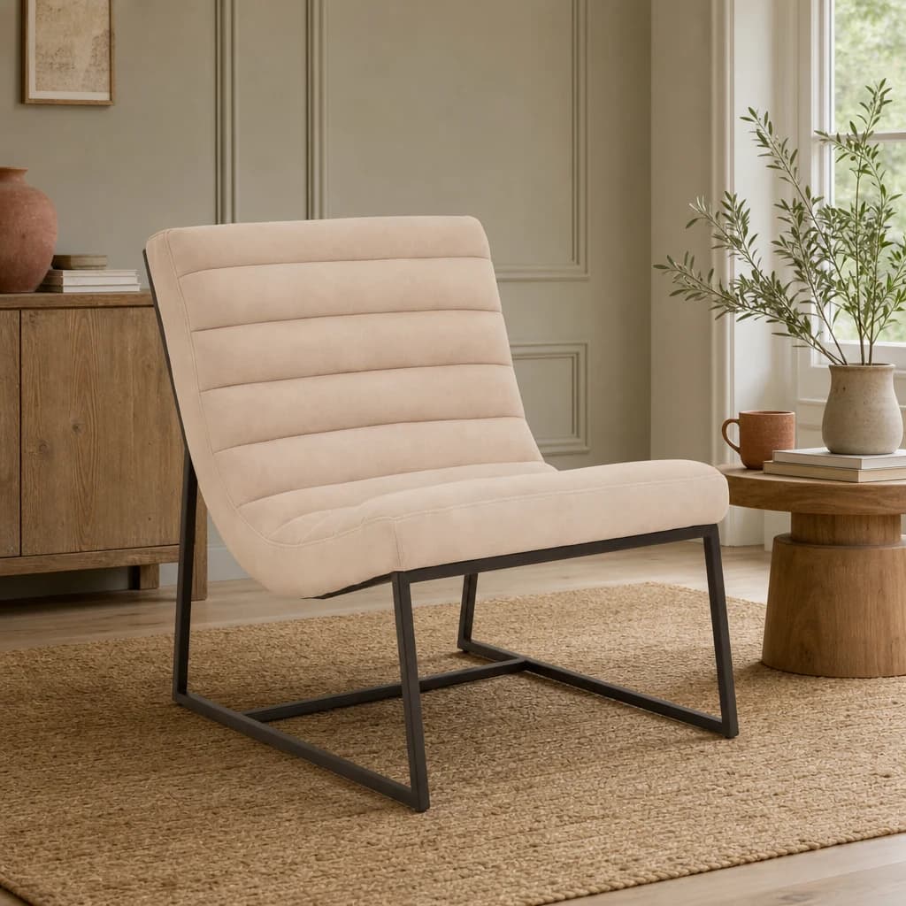 Vogue Ivory Velvet Lounge Chair - Seating, photo 1 of 8