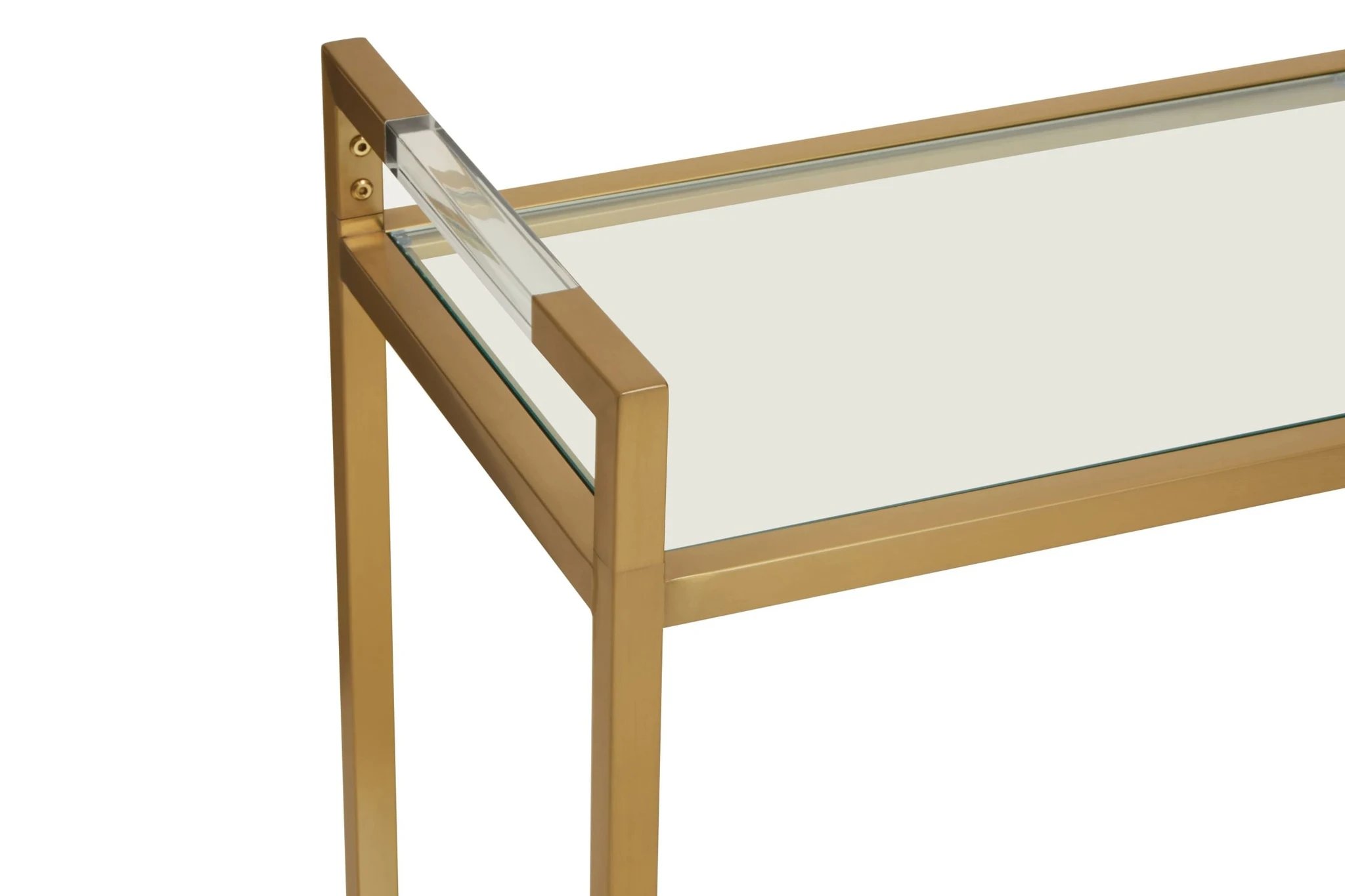 Vogue 2 Tier Glass Console Table with Matt Gold Frame - Tables, photo 8 of 8