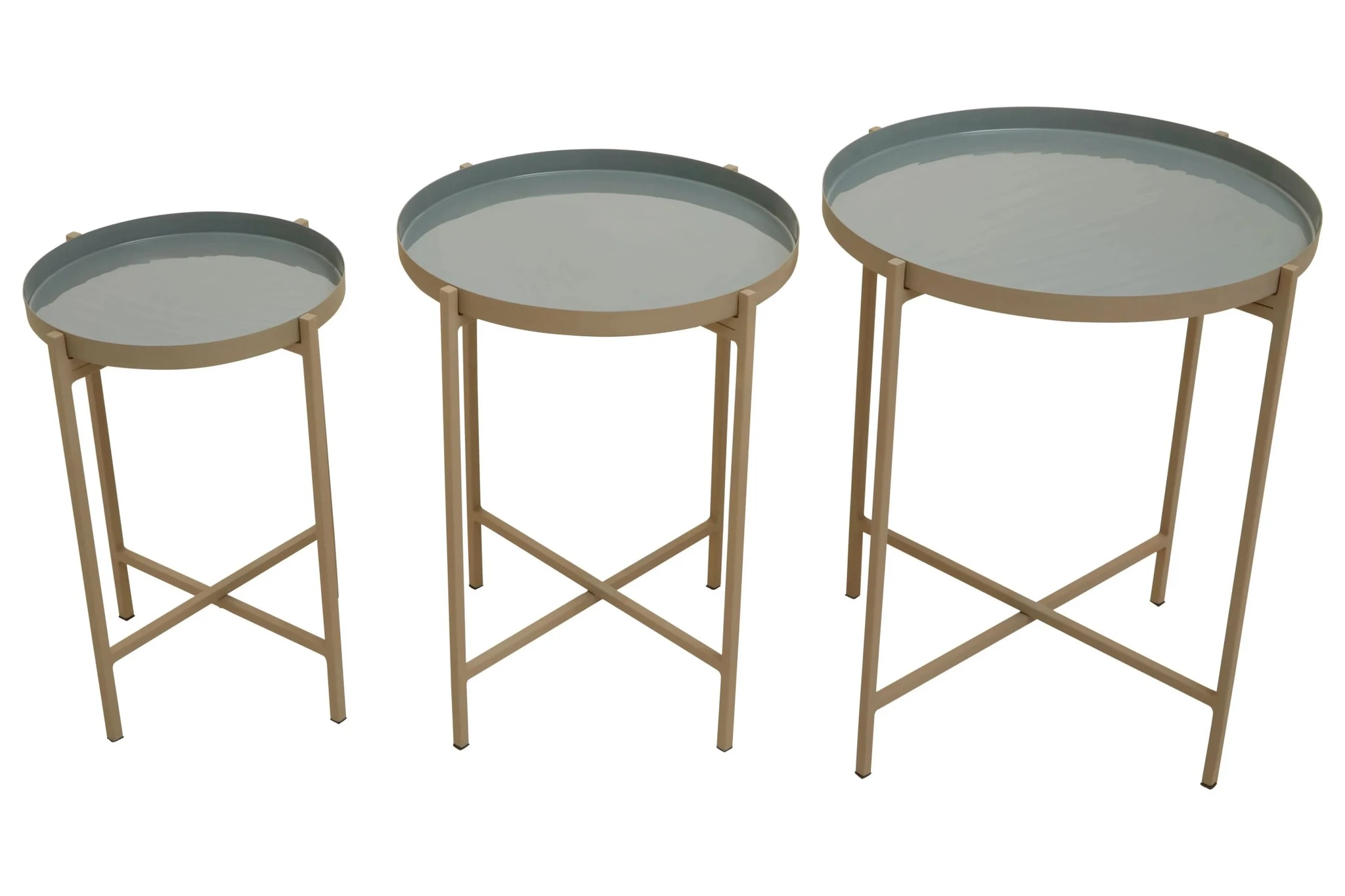 Corra Grey Enamel Top Set Of Three Side Tables - Tables, photo 6 of 8