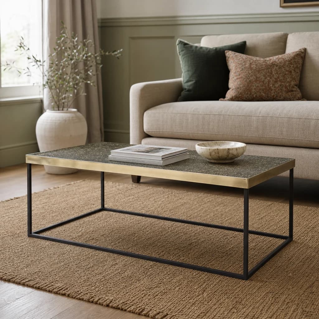 Akola Gold Finish Textured Coffee Table - Tables, photo 1 of 6
