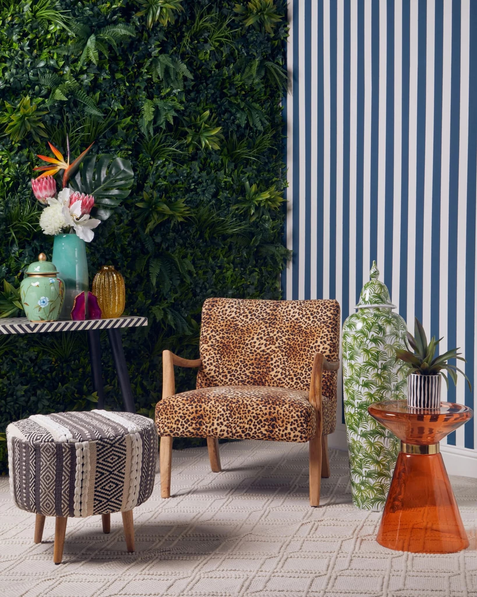 Cefena Leopard Print and Mango Wood Chair - Seating, photo 3 of 8