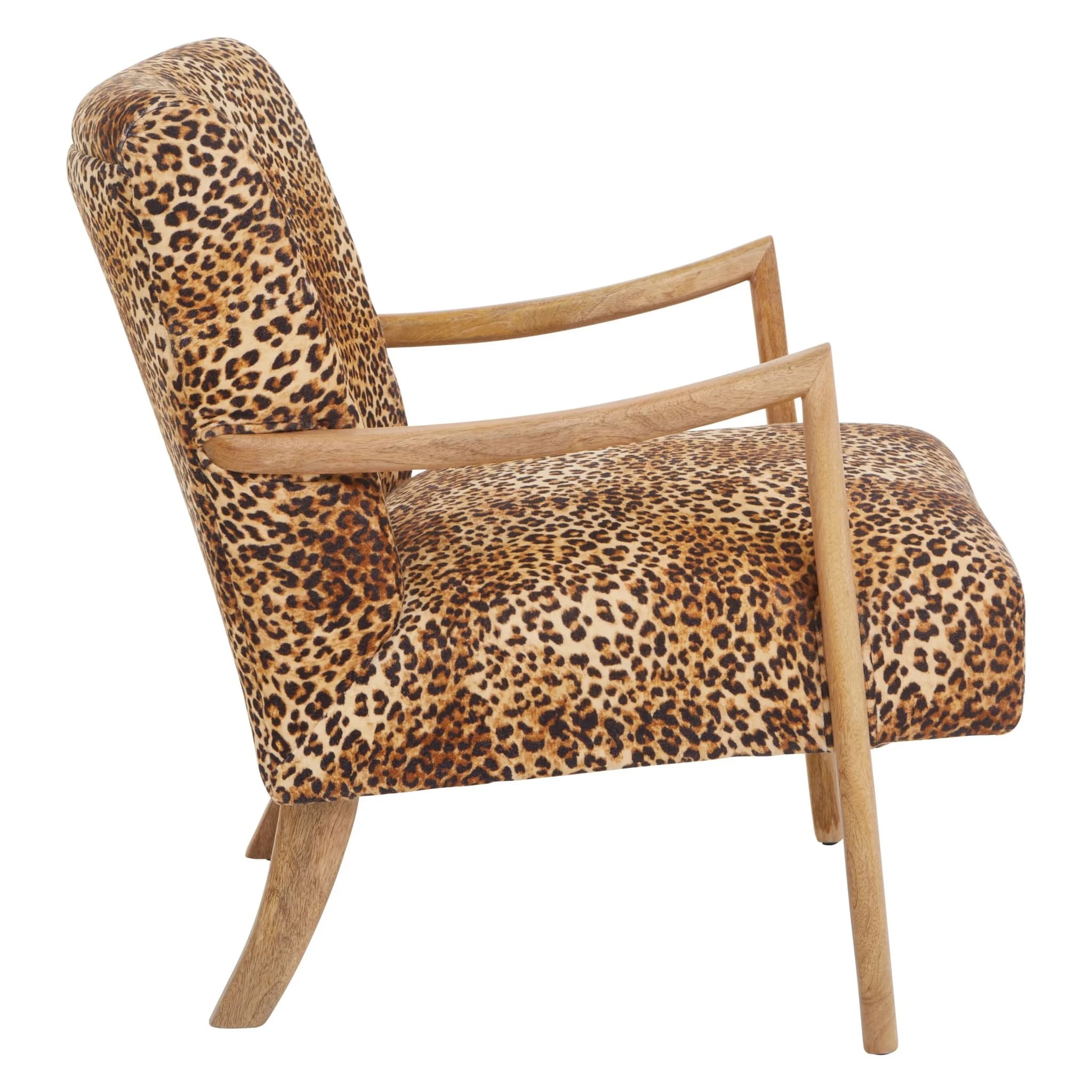 Cefena Leopard Print and Mango Wood Chair - Seating, photo 5 of 8