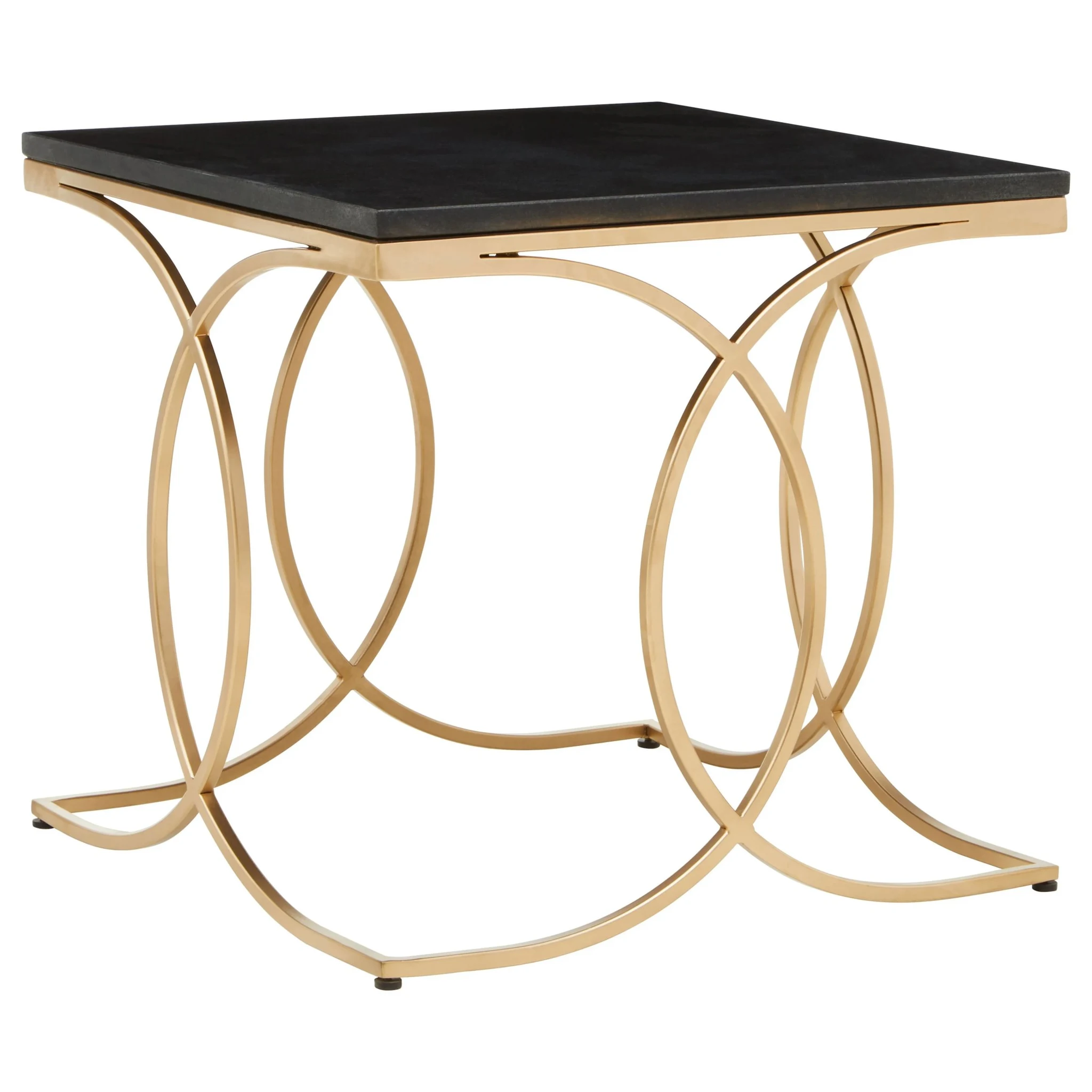Kia Black Marble and Gold Finish Side Table - Tables, photo 2 of 5