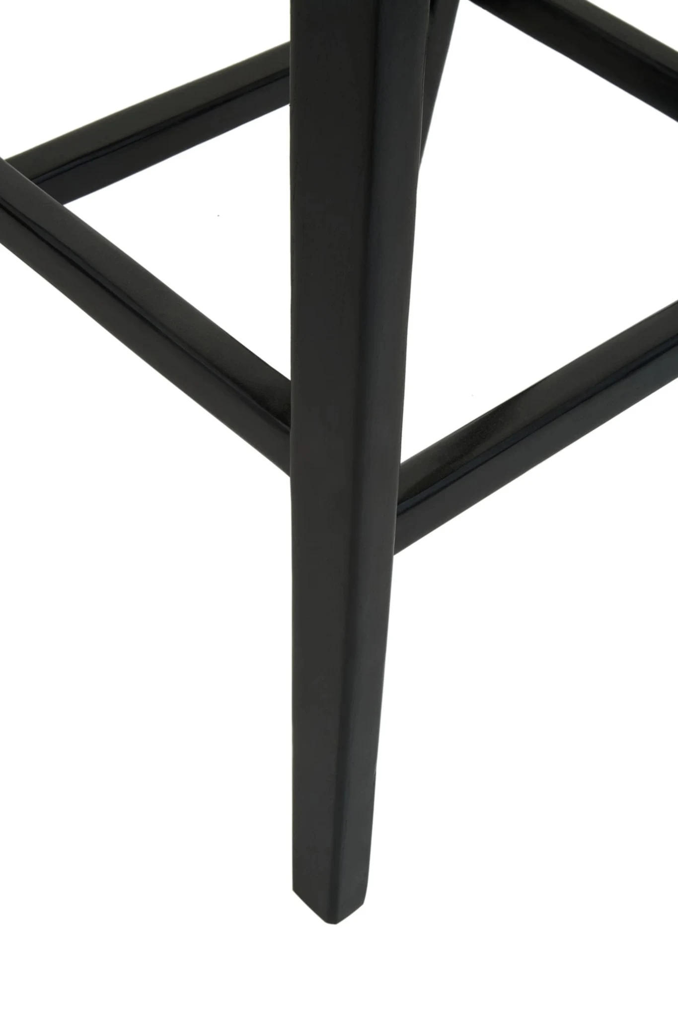 Kendari Black Leather and Teak Barstool - Seating, photo 4 of 7