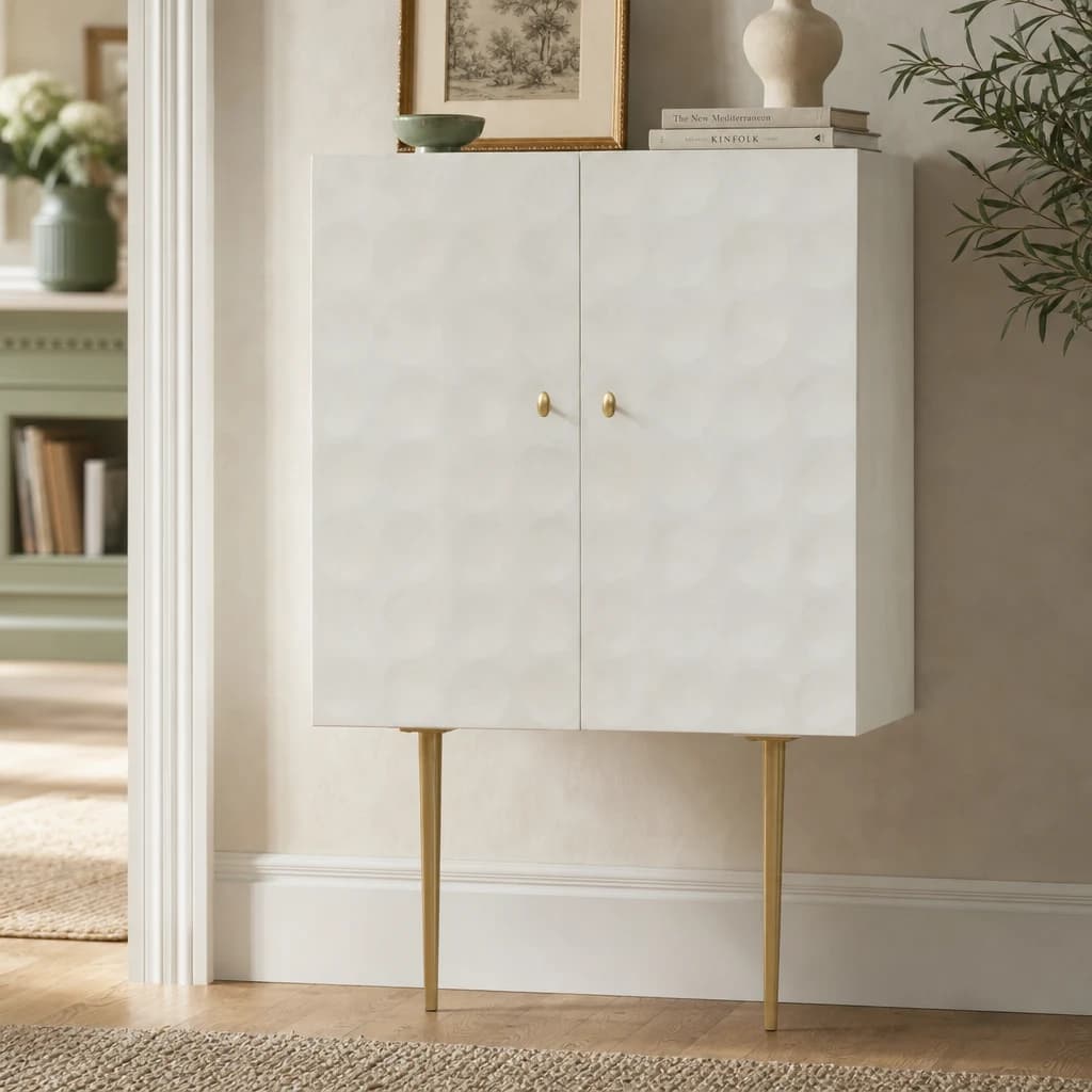 Satara Cream Finish Mango Wood Two Door Cabinet - Bookcases & shelving, photo 1 of 8