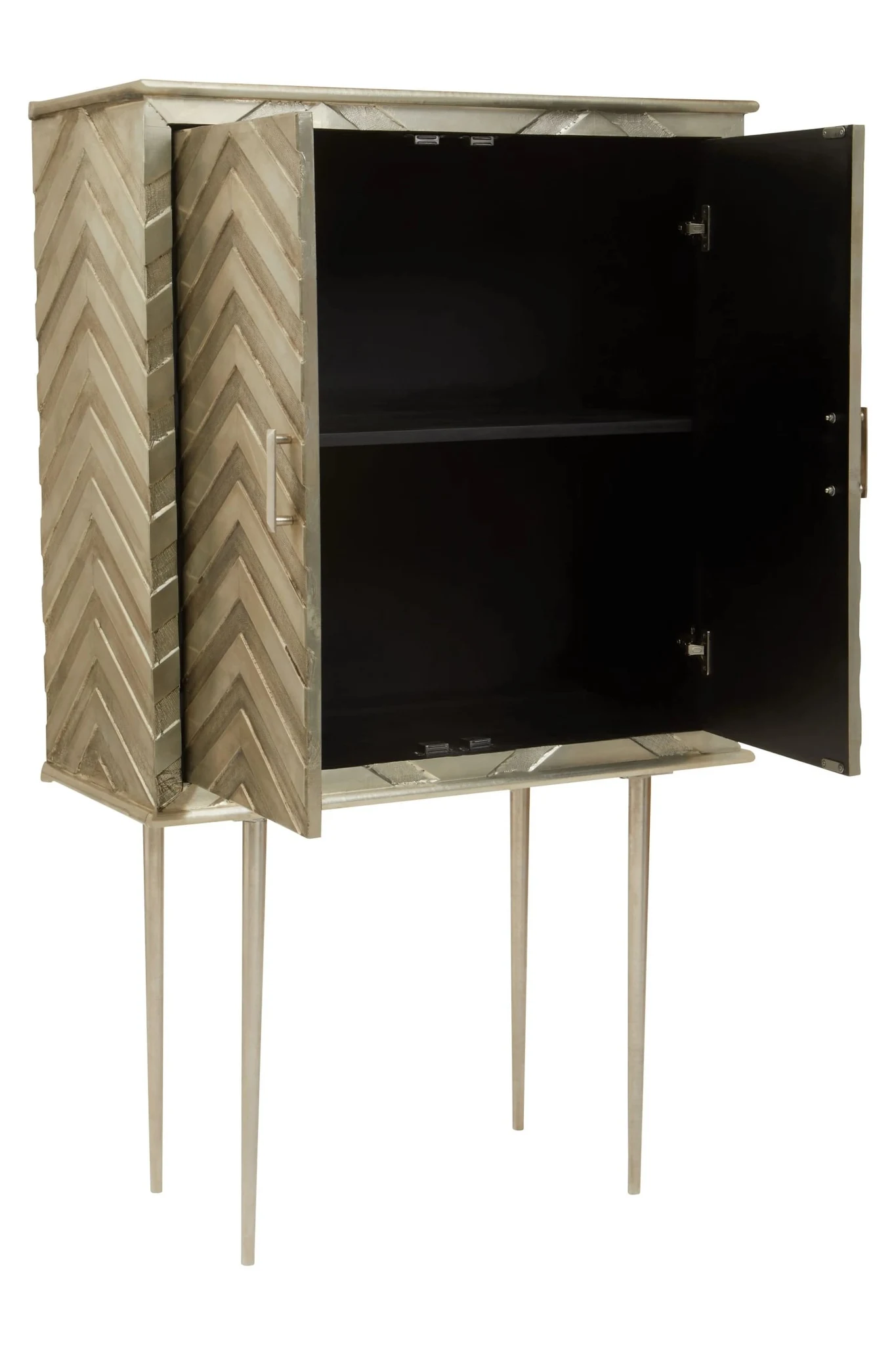 Sirsa Silver Finish Mango Wood Two Door Cabinet - Bookcases & shelving, photo 4 of 8