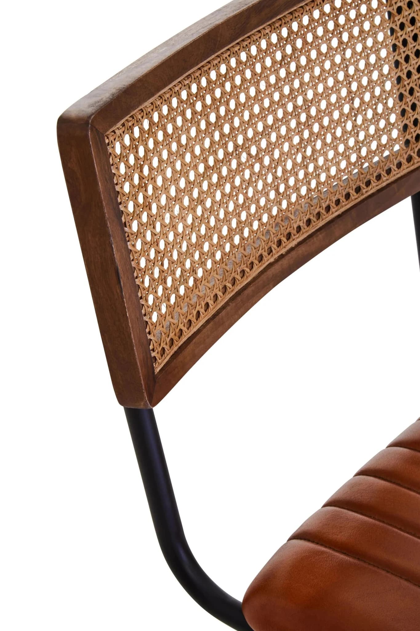 Buffalo Tan Leather and Rattan Bar Chair - Seating, photo 8 of 8