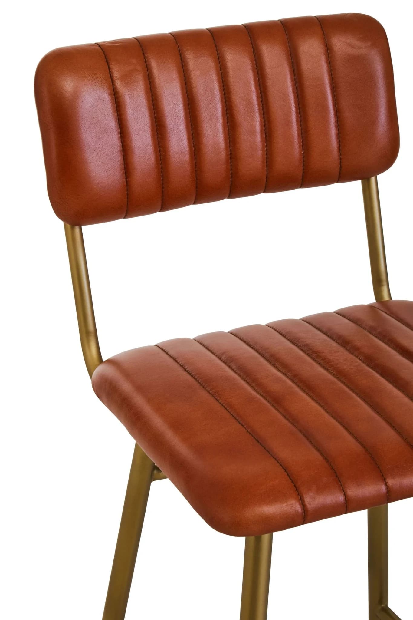 Buffalo Tan Leather Bar Chair With Gold Finish Frame - Seating, photo 8 of 8