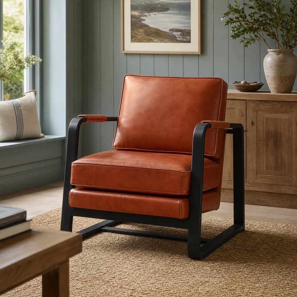 Buffalo Brown Leather Armchair With Black Frame - Seating, photo 1 of 8