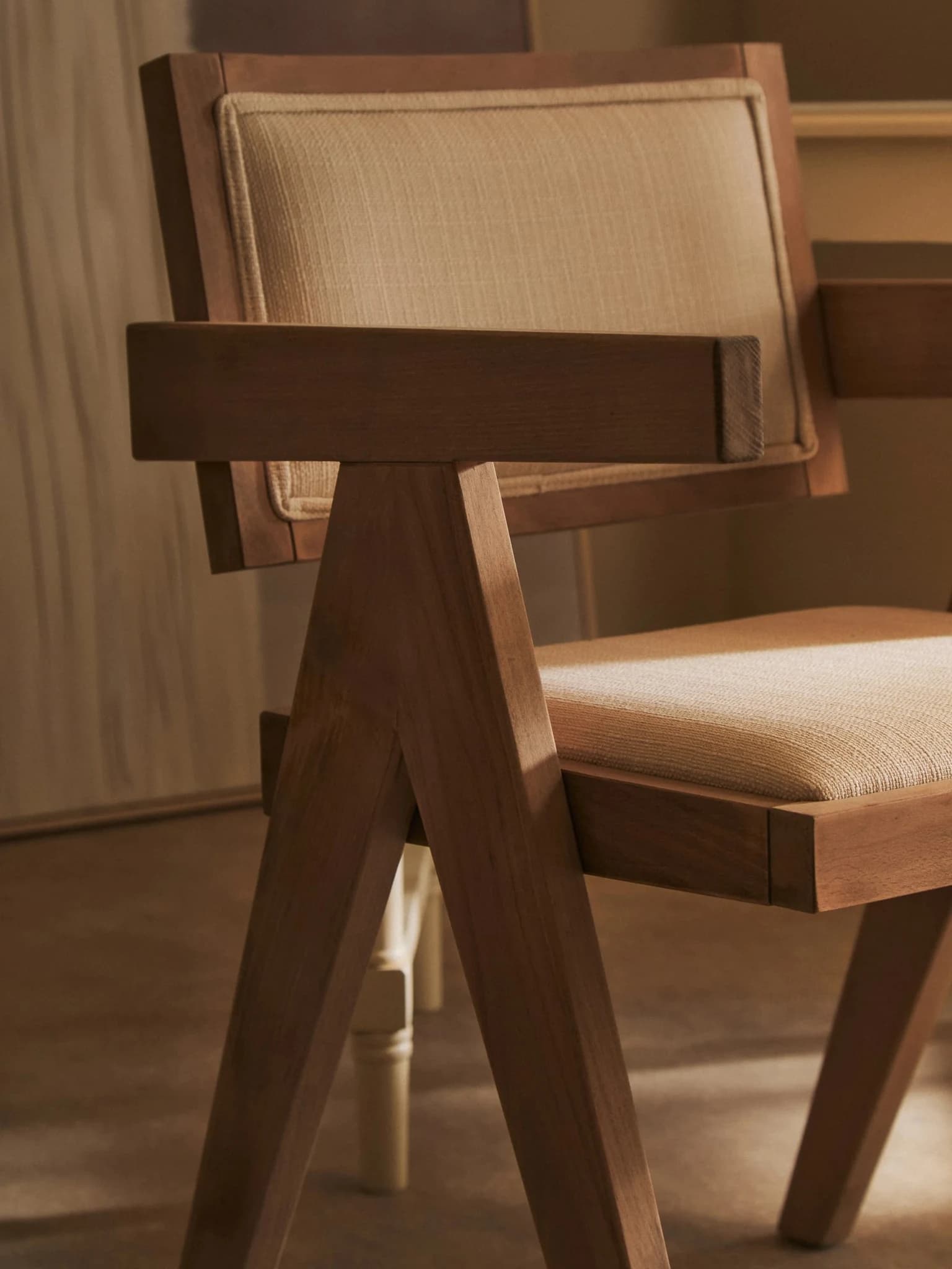 Cebu Ivory Fabric and Grey Wash Beech Wood Dining Chair - Seating, photo 4 of 8