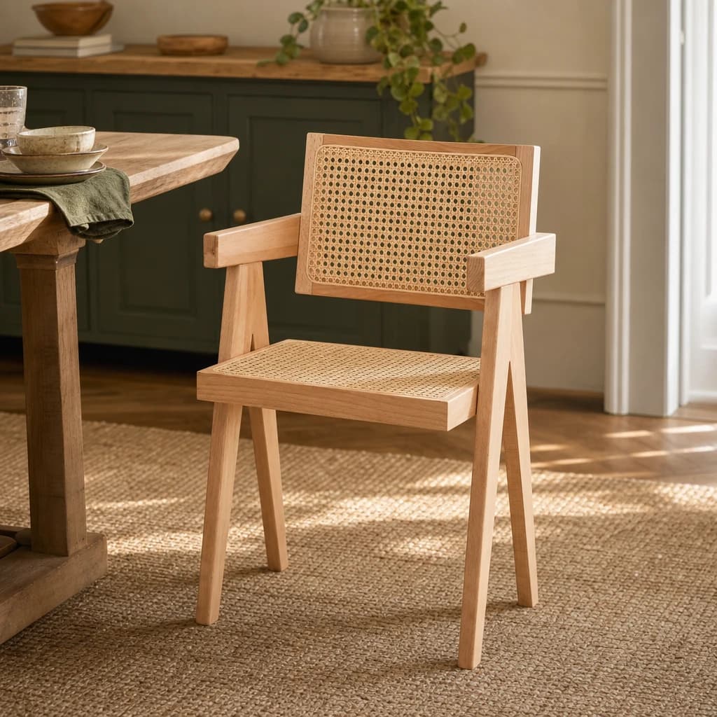 Cebu Natural Cane and Beech Wood Dining Chair - Seating, photo 1 of 8