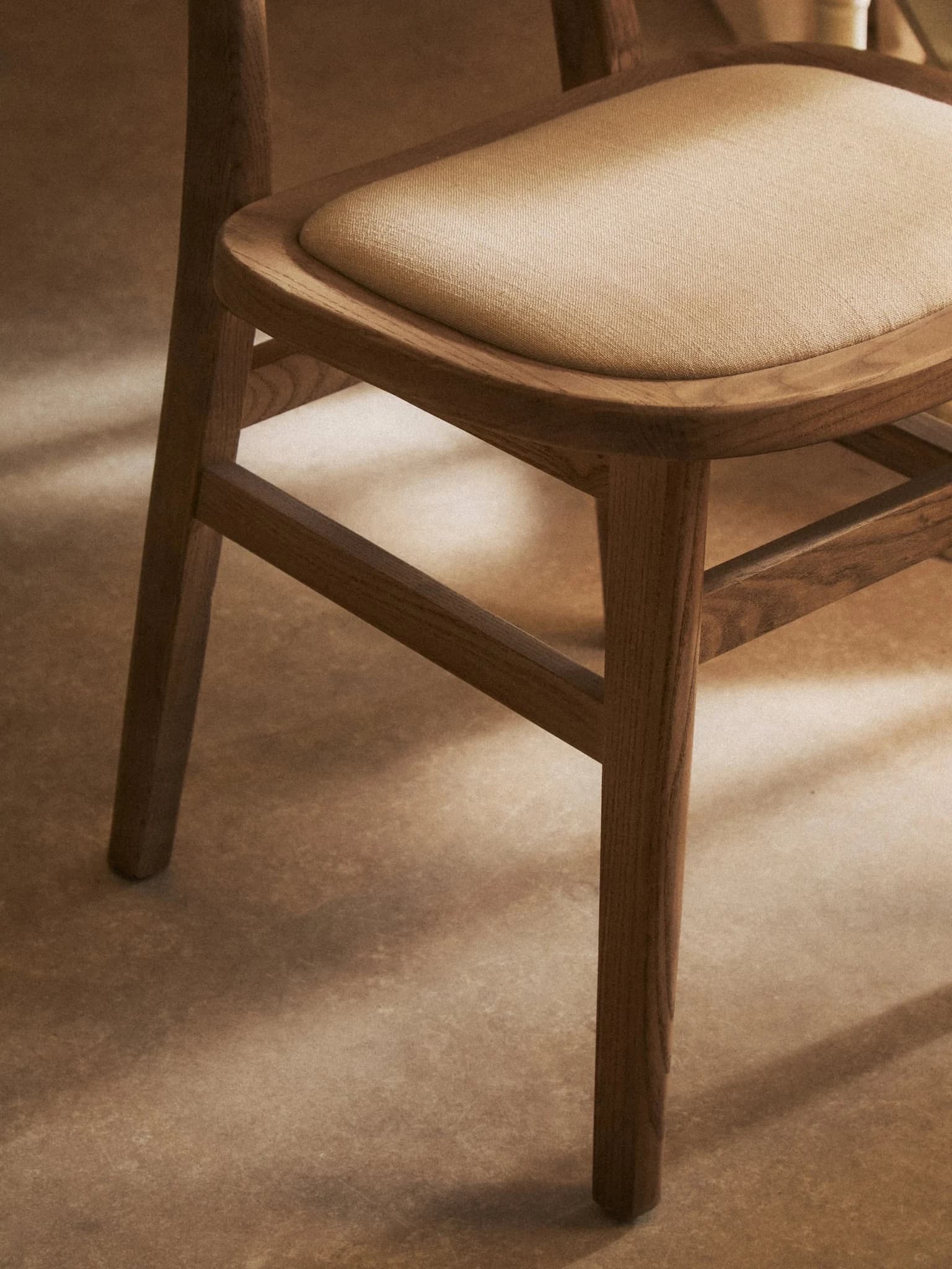 Cebu Beige Fabric and Grey Wash Elm Wood Dining Chair - Seating, photo 4 of 8